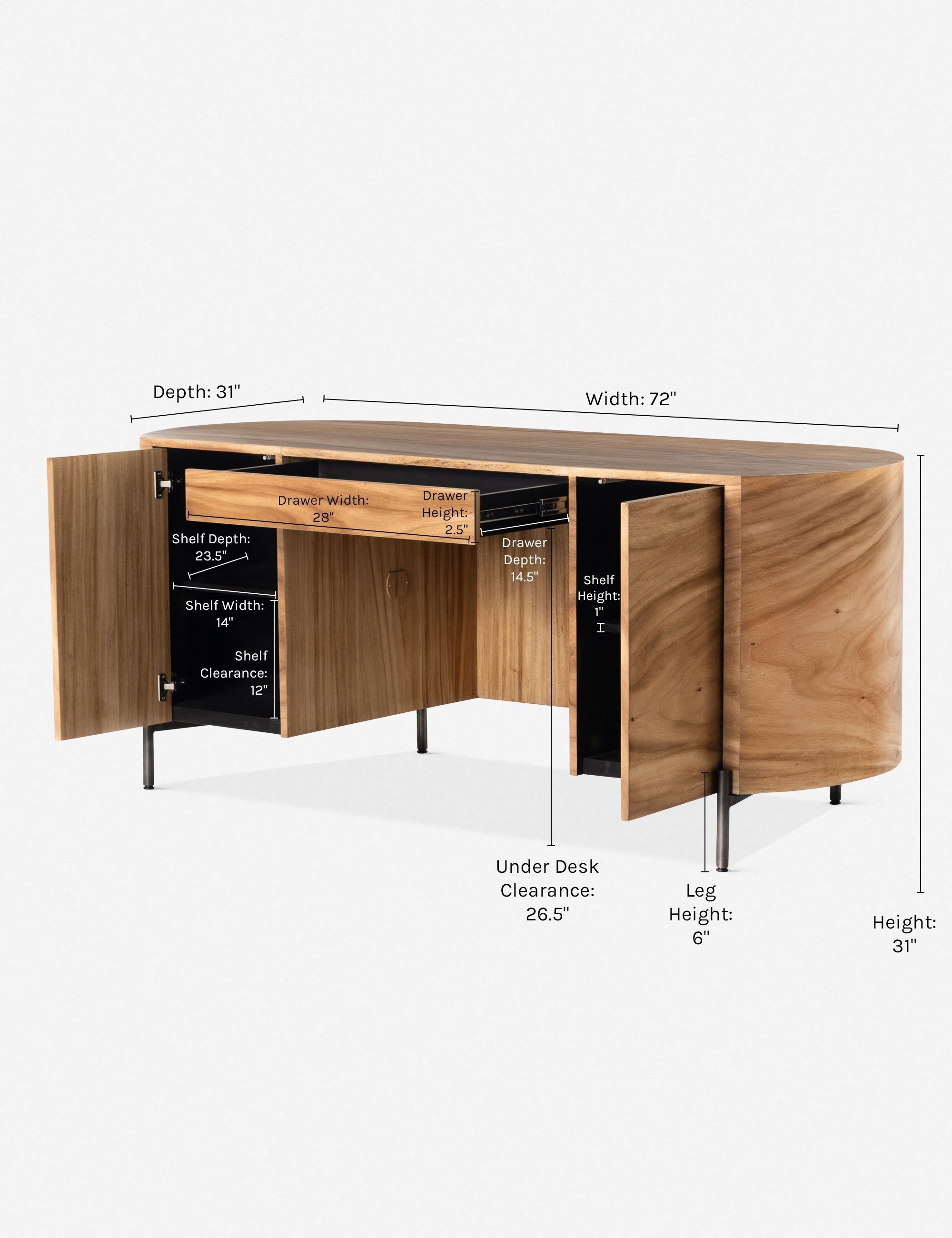 Emmanuel Desk - Modern Writing Desk for Home Office, Study & Workspace - Stylish & Functional Wooden Desk with Drawers for Small Spaces