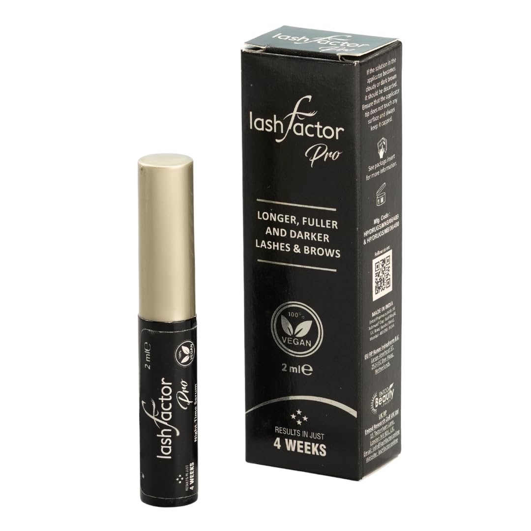 Lashfactor Pro Lash & Brow Growth Serum - Vegan Eyebrow & Eyelash Enhancer for Thicker, Fuller Lashes & Brows - 2ml Daily Care Treatment for Natural Lash Extension & Eyebrow Filling - Perfect for Nighttime Beauty Routine & Makeup Prep