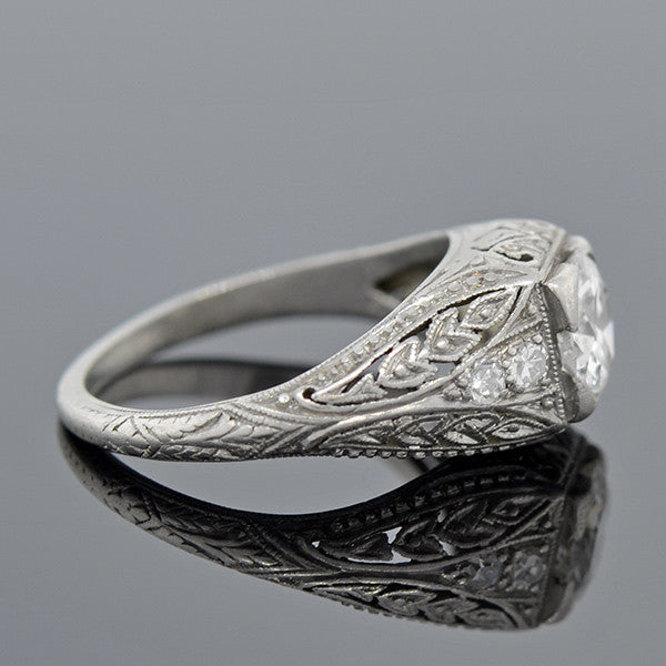 Art Deco Platinum & Diamond Engagement Ring 0.88ct - Vintage Inspired Wedding Band for Women, Perfect for Proposals, Anniversaries & Special Occasions