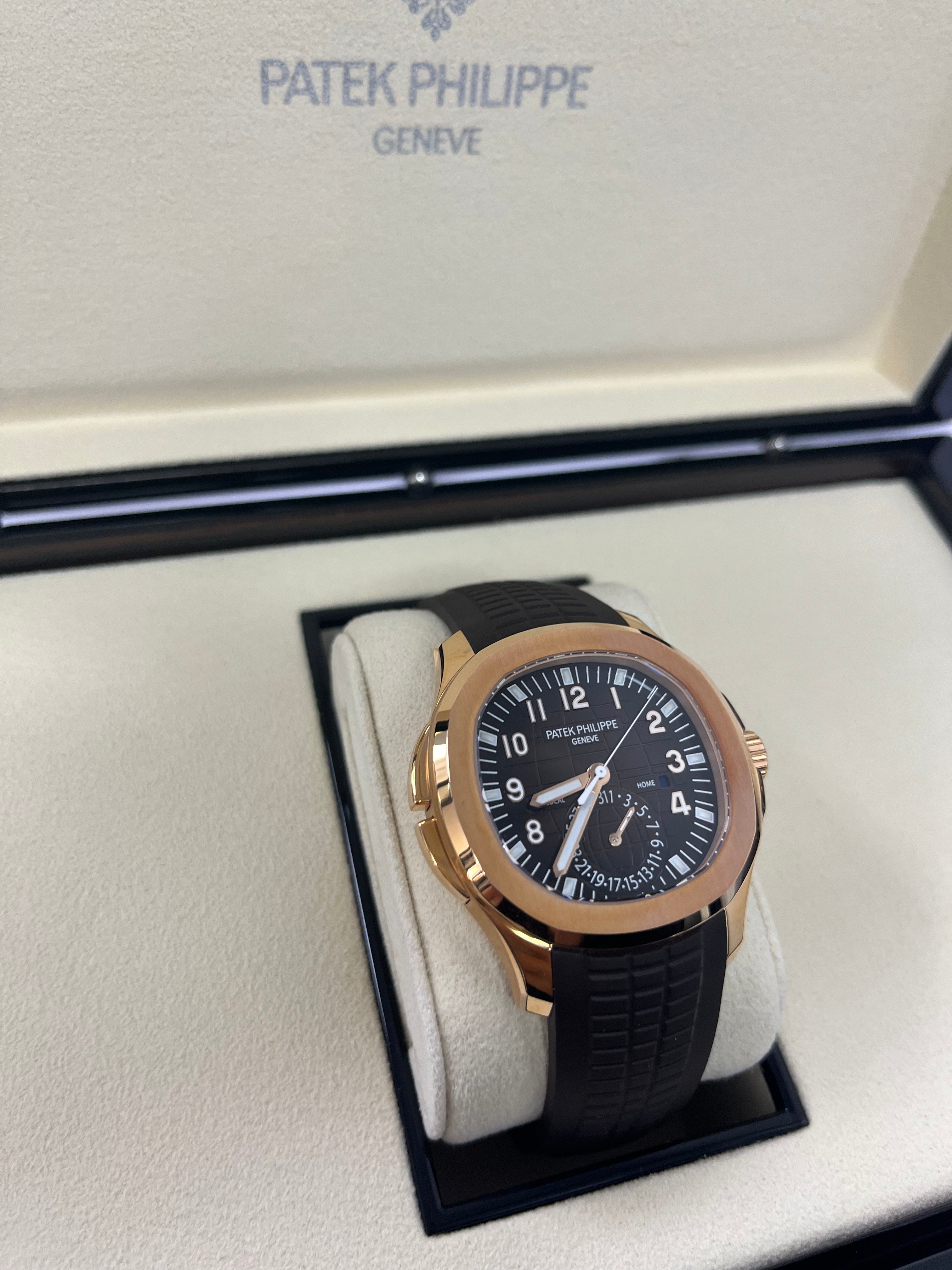 Patek Philippe Aquanaut 5164R-001 Rose Gold Men's Watch with Chocolate Dial - Luxury Automatic Timepiece for Business, Travel & Special Occasions