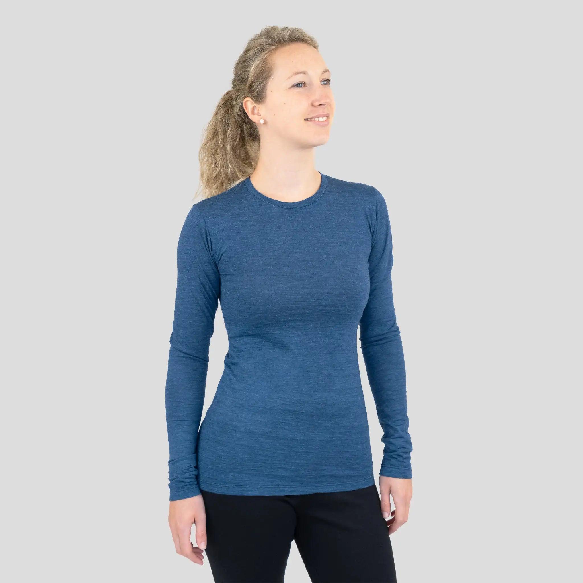 Ultralight Women's Alpaca Wool Long Sleeve T-Shirt - 160 GSM Soft & Warm Base Layer for Winter Hiking, Yoga & Casual Wear