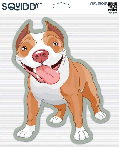 Happy Pitbull Vinyl Sticker - 3 Inch Waterproof Decal for Phone, Laptop, Water Bottle, Car & Notebook | Cute Dog Lover Gift for Pet Owners