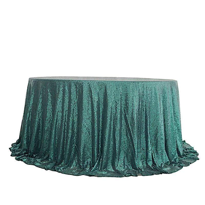 132 Sequined Round Tablecloth - Elegant Sparkly Party Table Cover for Weddings, Holidays & Special Events - 60 Inch Diameter