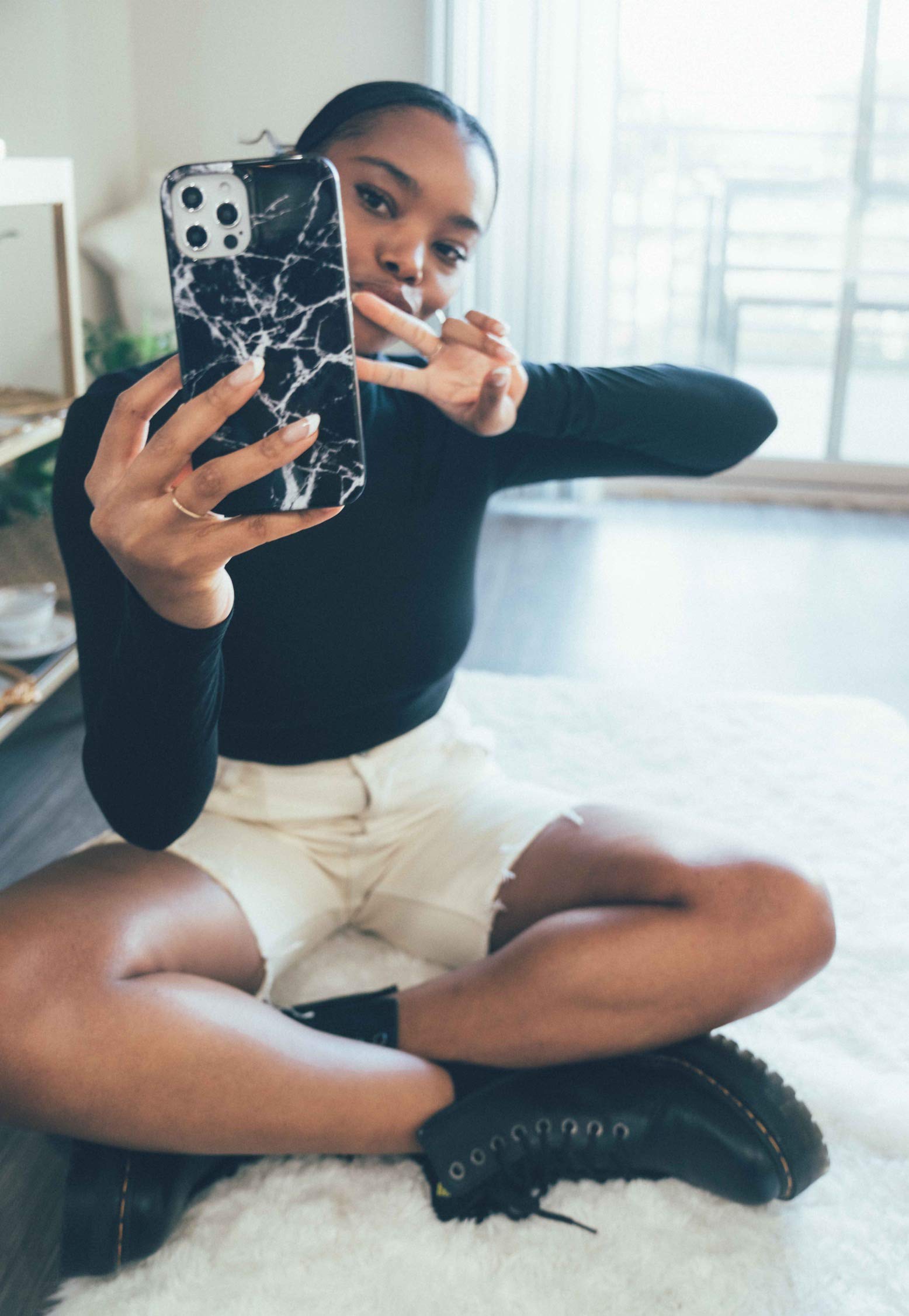 FELONY CASE - iPhone 13 Pro Case - Premium Black Marble Phone Cover - Anti-Scratch & 360° Shockproof Protection for Apple iPhone - Perfect for Work, Travel & Everyday Use