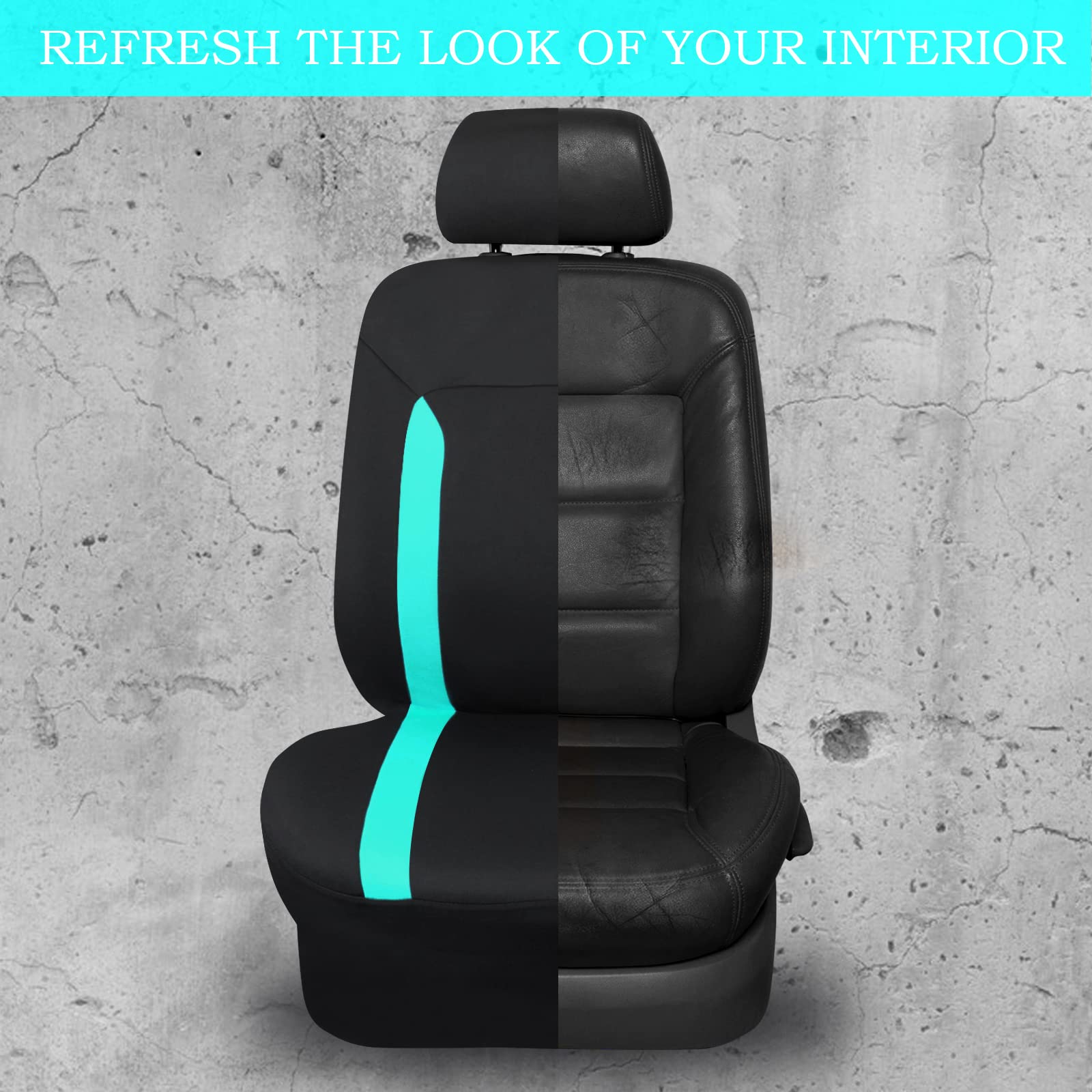 Premium CAR-GRAND Universal Car Seat Covers Full Set - Breathable Elastic Fabric, Airbag Compatible, Universal Fit for Cars, Trucks, Vans & SUVs - Durable Protection for Men & Women (Mint Green) | Perfect for Daily Commutes, Road Trips & Family Adventures