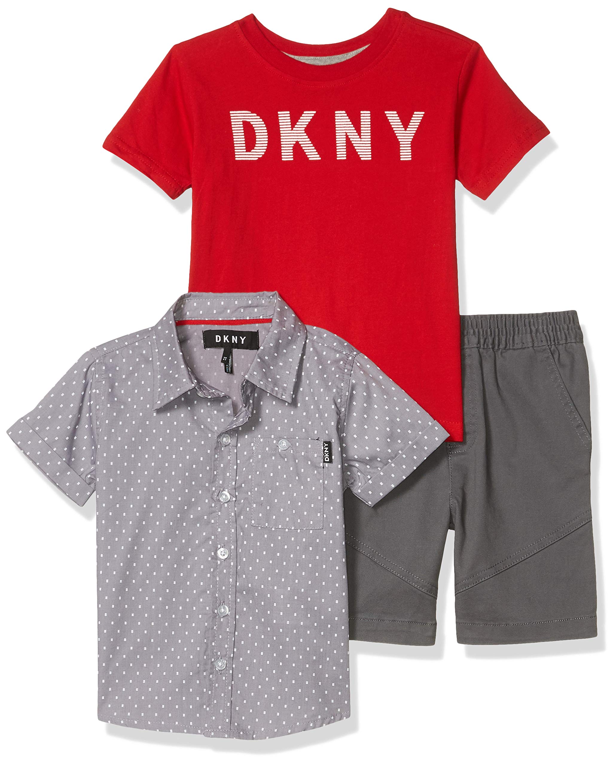 DKNY Boys' Shorts Set - 2-Piece Cotton Casual Shorts with Comfortable Elastic Waistband for Active Kids | Perfect for Playtime, School, and Summer Outfits