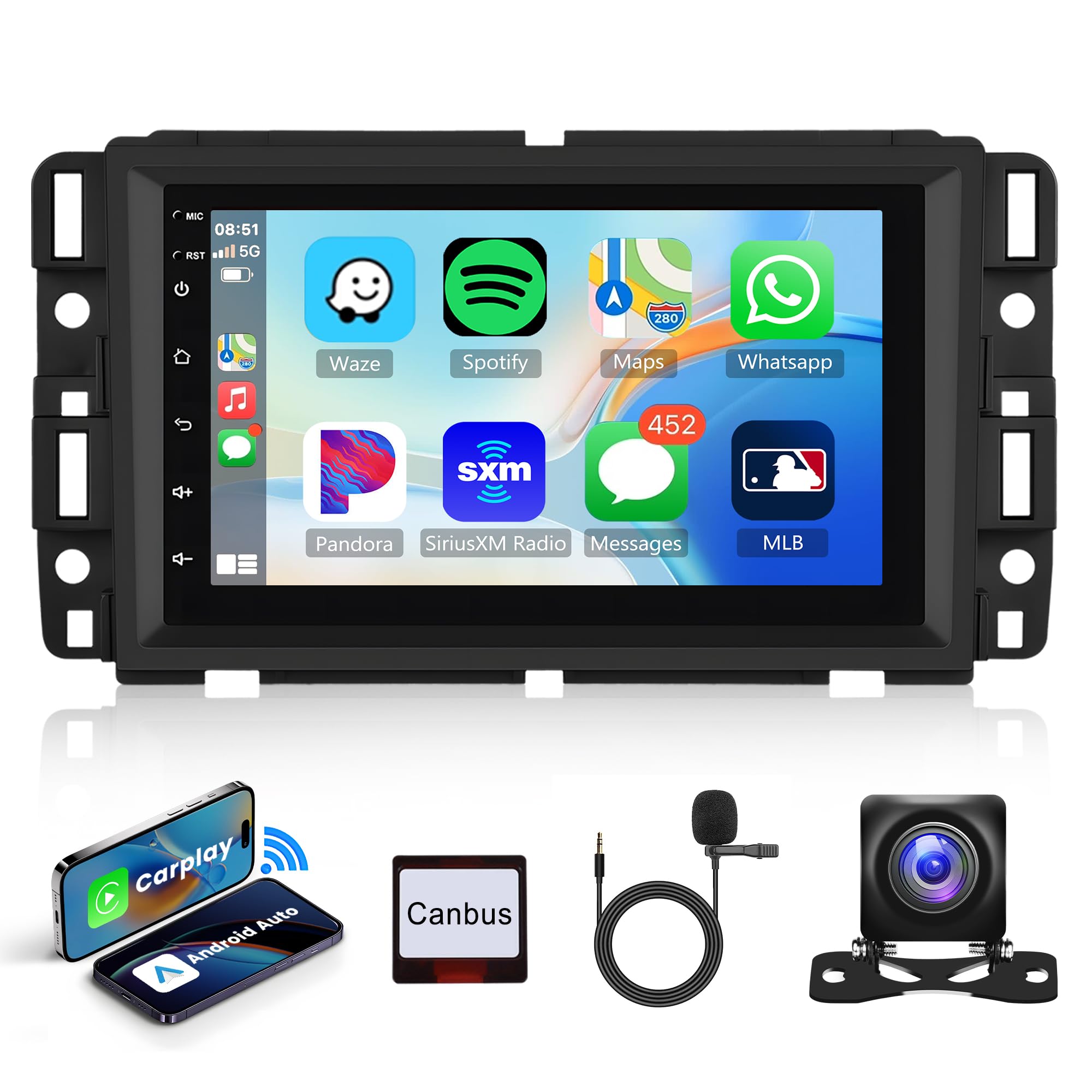 2G+64G Android Car Stereo for Chevrolet Silverado GMC Sierra Yukon 2007-2013 | Rimoody GPS Navigation Head Unit with Apple CarPlay & Android Auto | Multimedia Video Player & Backup Camera | Perfect for Road Trips & Daily Commuting