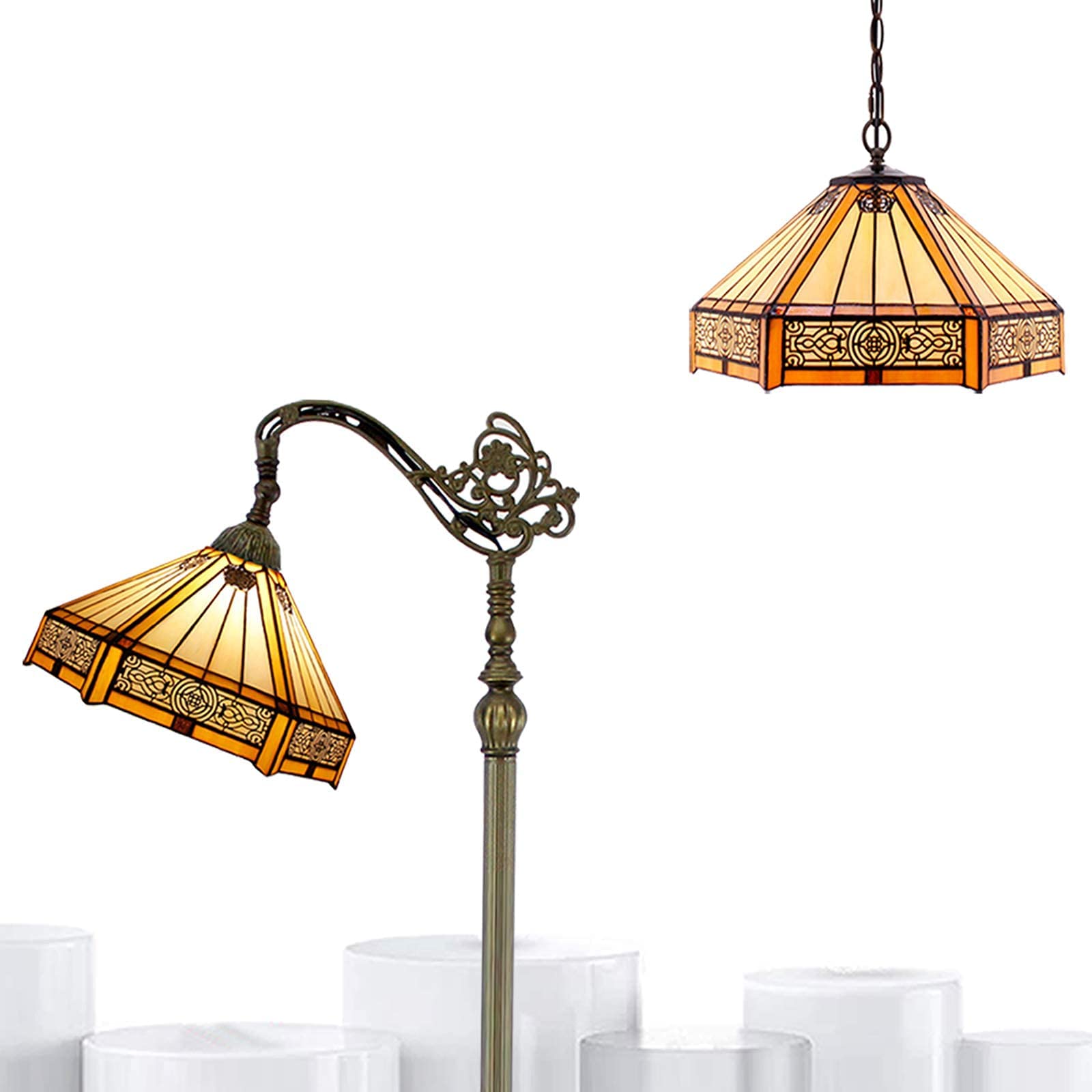 Tiffany Style Stained Glass Lamp Shade - Decorative Table Lamp for Living Room, Bedroom & Office - Vintage Tiffany Inspired Lighting for Home Decor