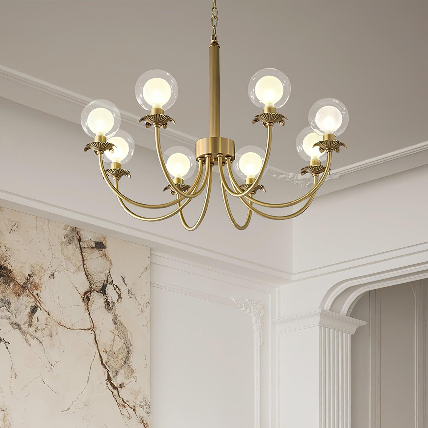 Elegant Aureate Radiance Glass Chandelier - Modern Crystal Ceiling Light Fixture for Dining Room, Living Room & Bedroom Decor