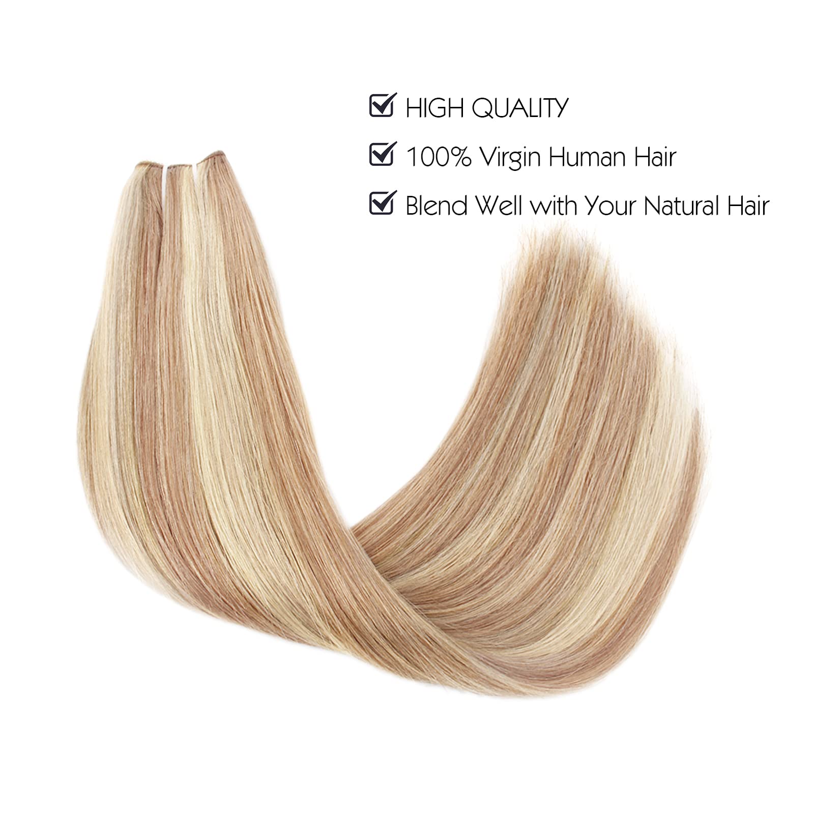 Natural Straight Sassina Invisible Wire Hair Extensions - 14 Inch 90g Real Human Hair with Adjustable Transparent Wire & Secure Clips (#P12/60) | Perfect for Weddings, Parties & Daily Styling