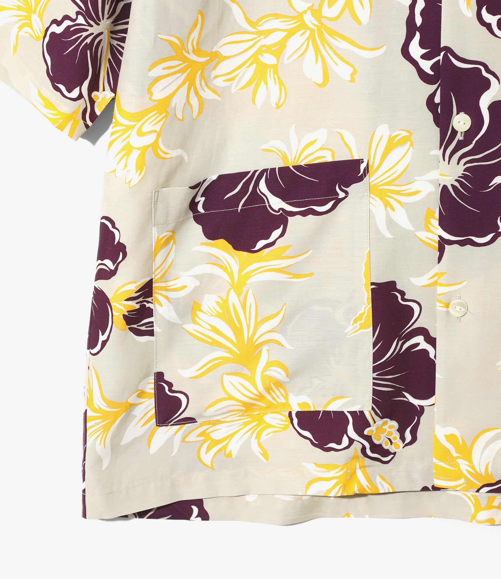 Stylish Cabana Shirt for Men - Ivory Floral Papillon Print Rayon Beach Shirt | Lightweight Summer Shirt for Vacation, Pool Party & Tropical Getaway