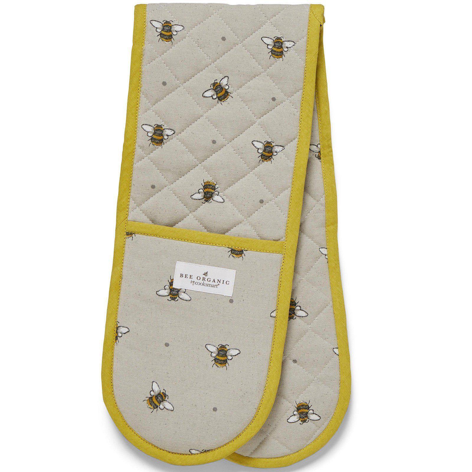Heat-Resistant Bumble Bees Double Oven Gloves - Extra Long BBQ & Kitchen Mitts for Baking, Grilling, Cooking - Perfect for Hot Pans, Baking Sheets & Outdoor BBQ Use