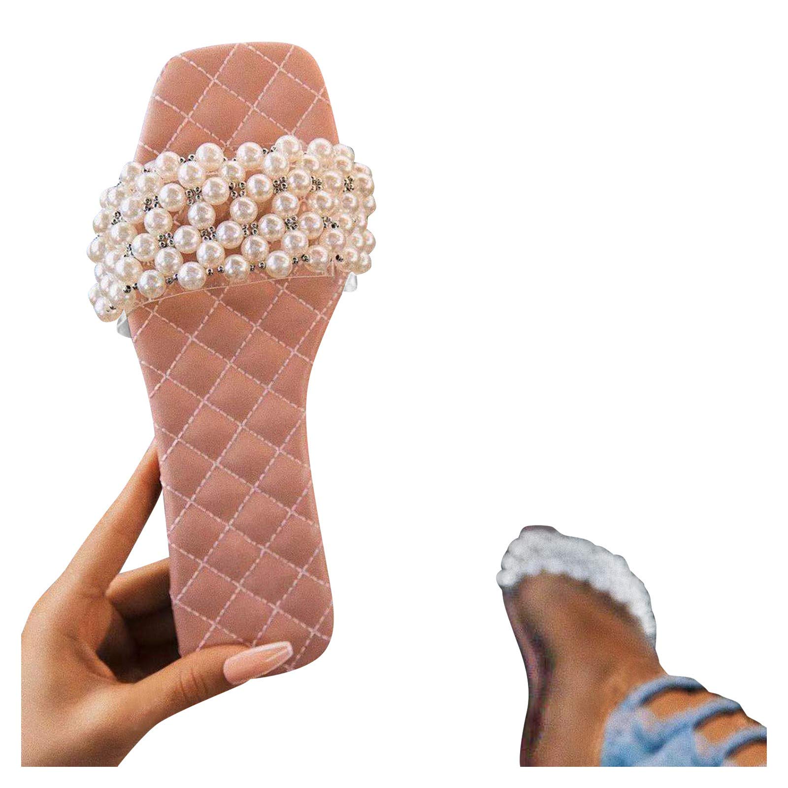 AODONG Women's Rhinestone Flat Sandals - Slip On Open Toe Flip Flops for Casual Summer & Beach Wear | Perfect for Vacation, Poolside, and Outdoor Activities