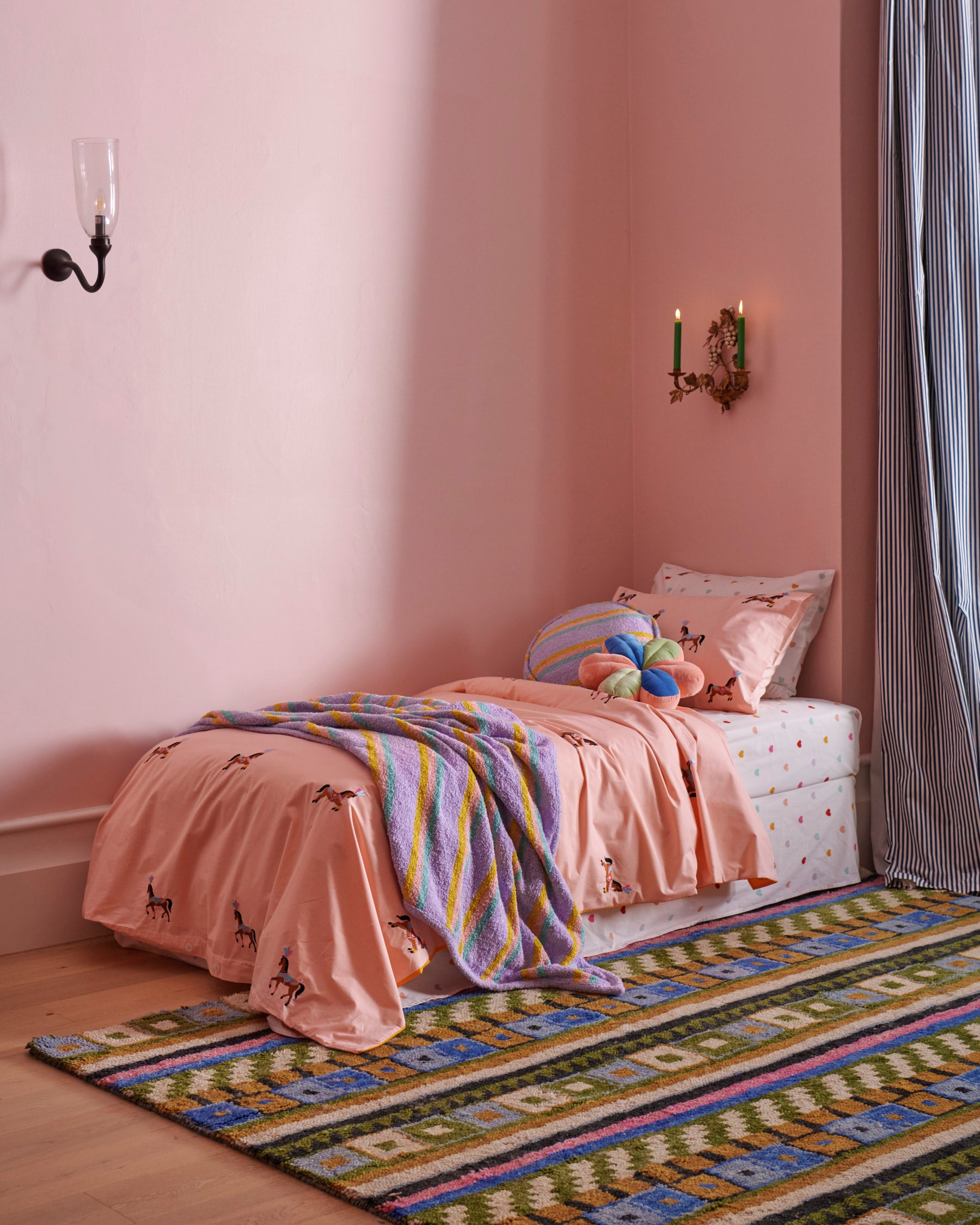 Circus Pony Embroidered Cotton Pillowcase - Soft & Breathable Bedding for Kids' Room Decor, Nursery, or Themed Birthday Party