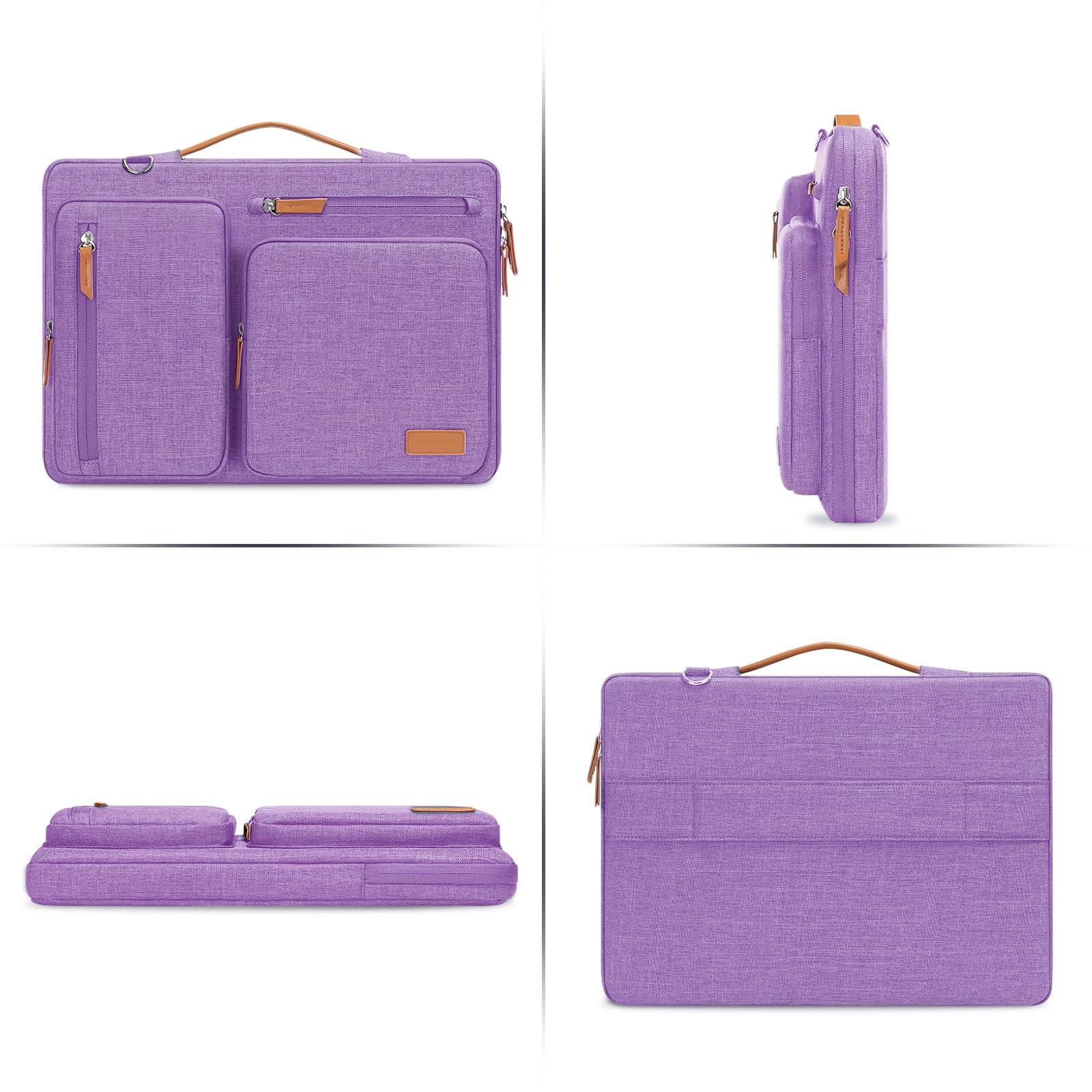 MOSISO 360 Protective Laptop Shoulder Bag for 13-13.3 Inch MacBook Pro/Air, HP, Dell, Lenovo, Asus Notebook - Water Resistant Messenger Bag with 4 Zipper Pockets & Side Access (Lilac) - Perfect for Work, School, Travel & Business Commute