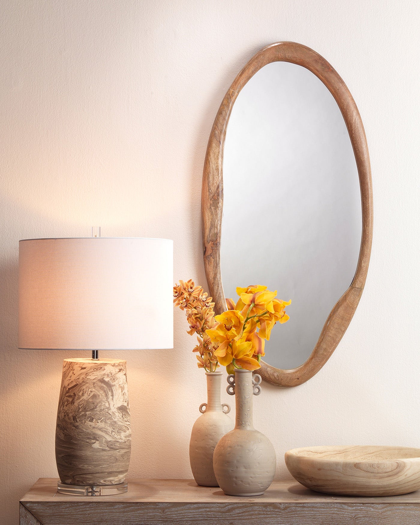Organic Oval Mirror - Handcrafted Natural Wood Frame, Wall & Bathroom Decor for Home & Office - Perfect for Living Room, Bedroom, or Entryway