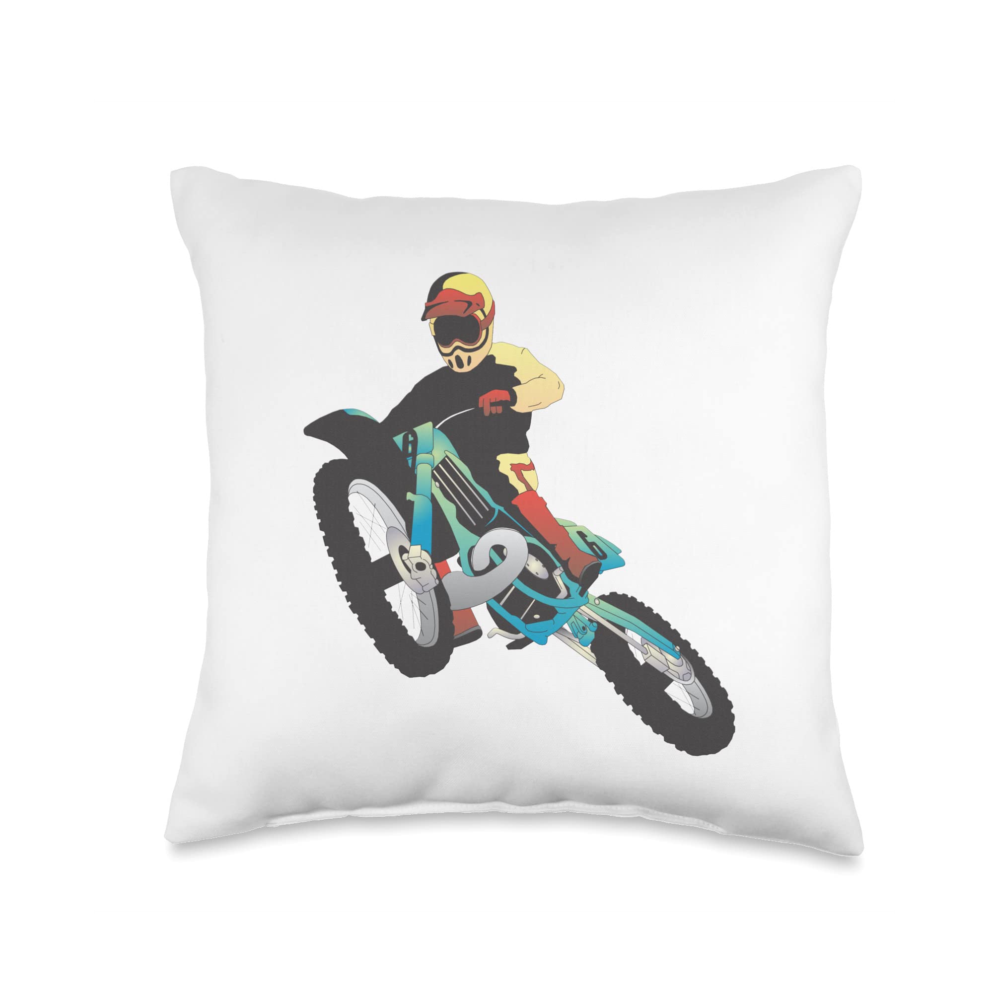 Motocross & Enduro Dirt Bike Riding Throw Pillow - Soft Decorative Cushion for Motorcycle Enthusiasts - Perfect for Living Room, Bedroom, or Man Cave Decor