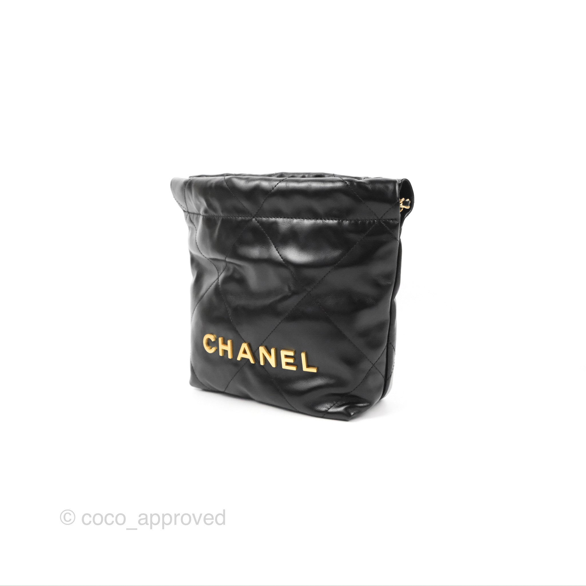 Chanel 22 Mini Bag Black Crumpled Calfskin Leather Crossbody Purse for Women | Luxury Designer Handbag for Date Night & Evening Events