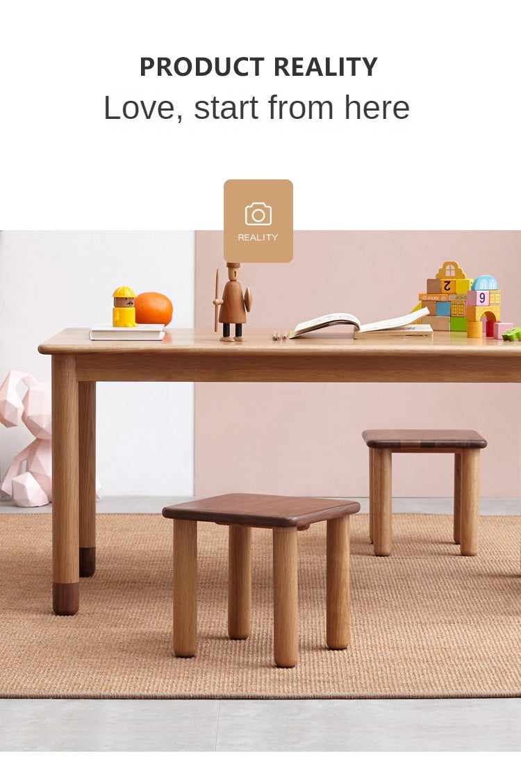 Solid Oak & Black Walnut Kids Small Stool - Durable Wooden Step Stool for Children - Perfect for Bathroom, Kitchen, and Playroom Use