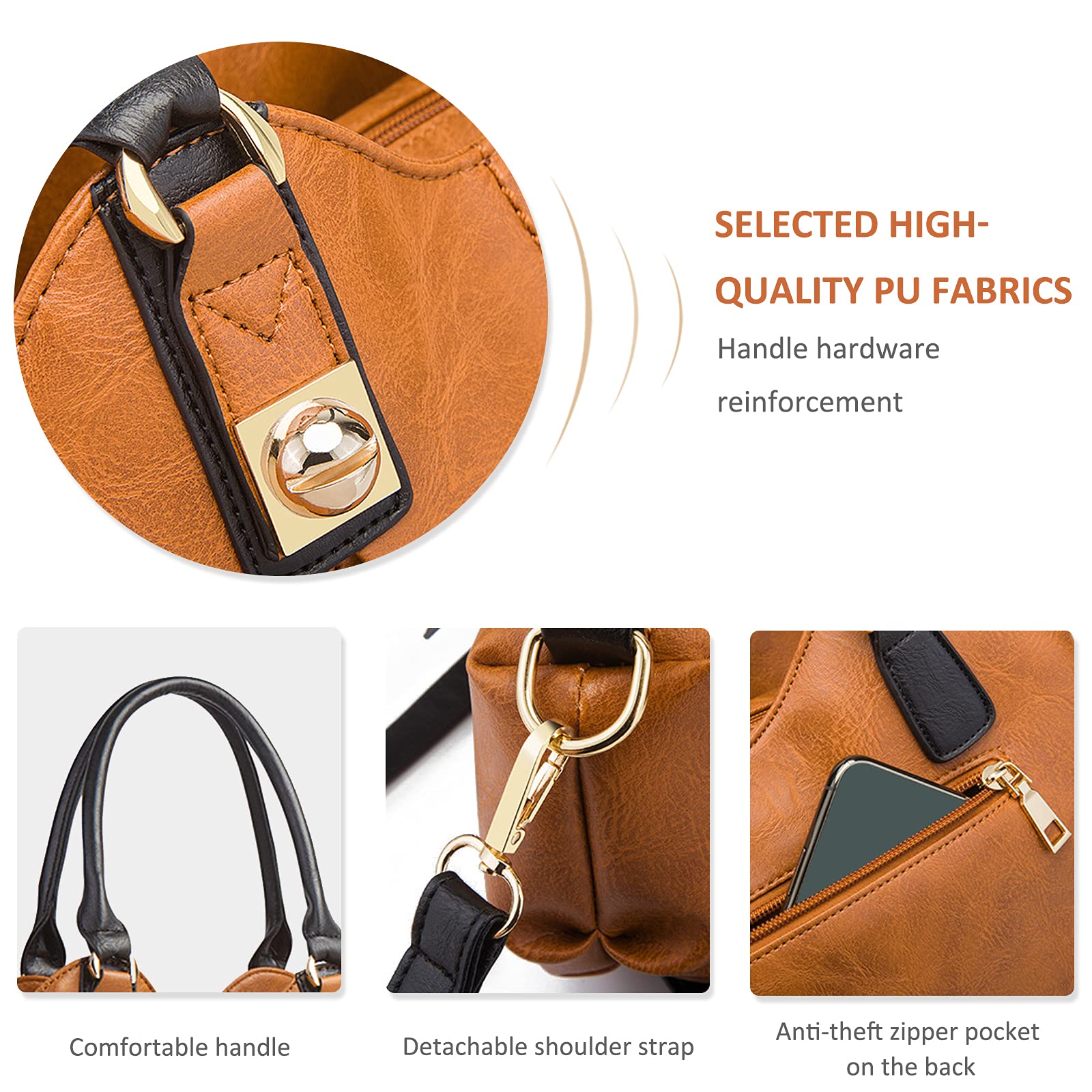 NICOLE & DORIS Women's Fashion Handbag Set - Large Tote Bag with 4-Piece Vintage Shoulder Bags for Work, Travel & Daily Use | Stylish Ladies Purse Collection