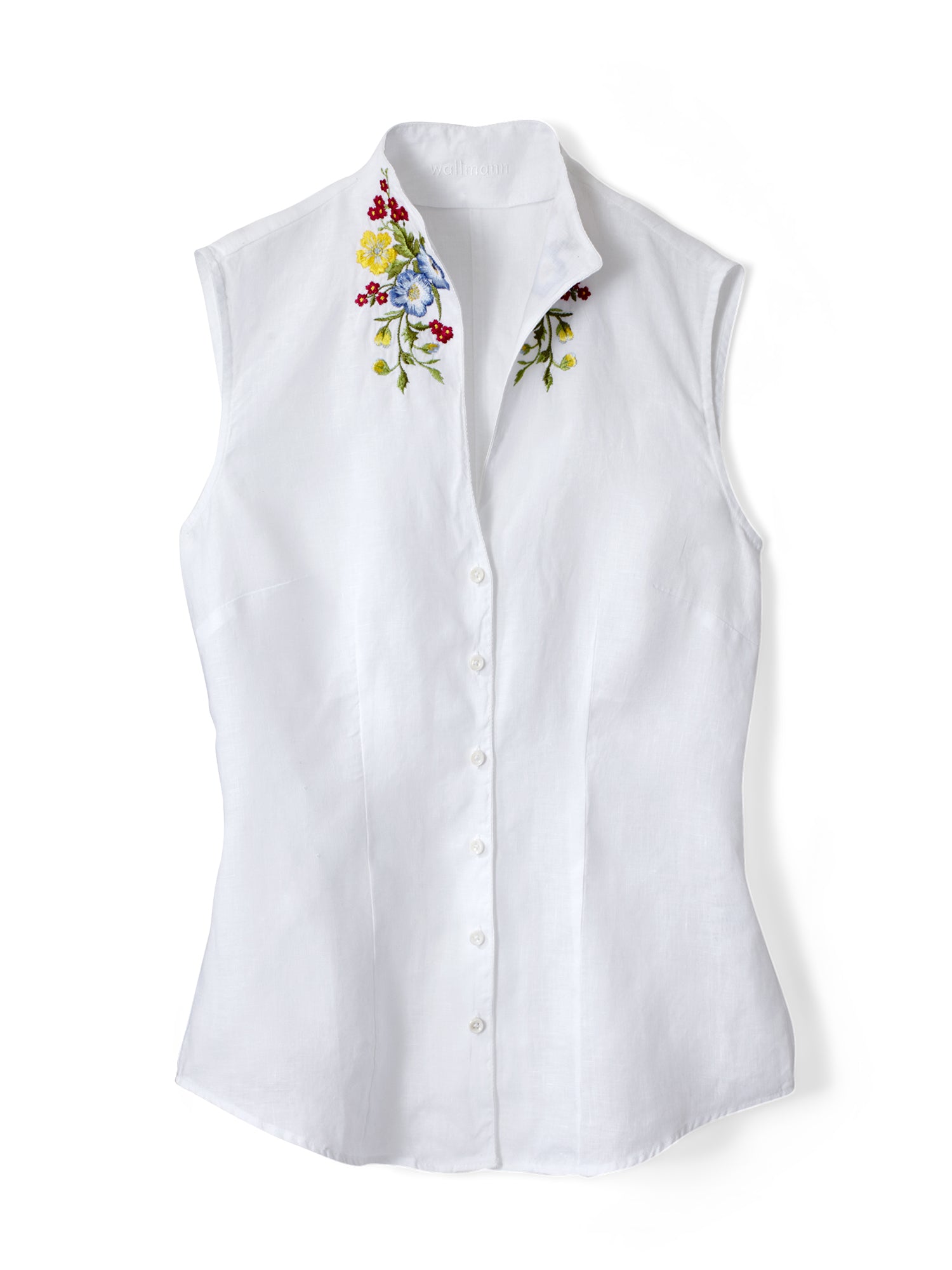 Millie Women's Embroidered Sleeveless Linen Shirt - Summer Casual Top for Beach, Vacation & Boho Outfits