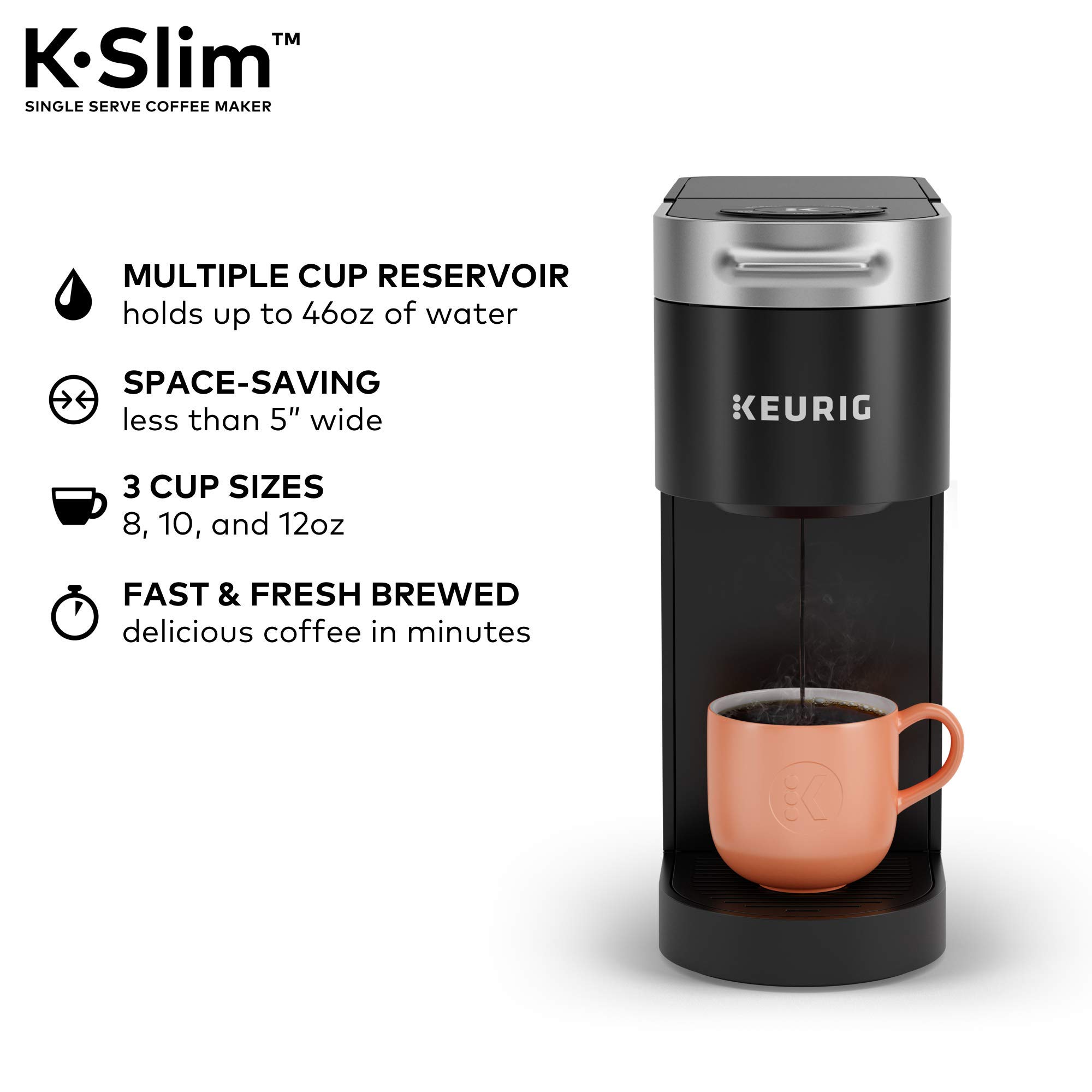 Keurig K-Slim Single Serve Coffee Maker with Green Mountain Coffee Roasters Favorites Variety Pack (40 K-Cup Pods) - Perfect for Home, Office & Travel Use