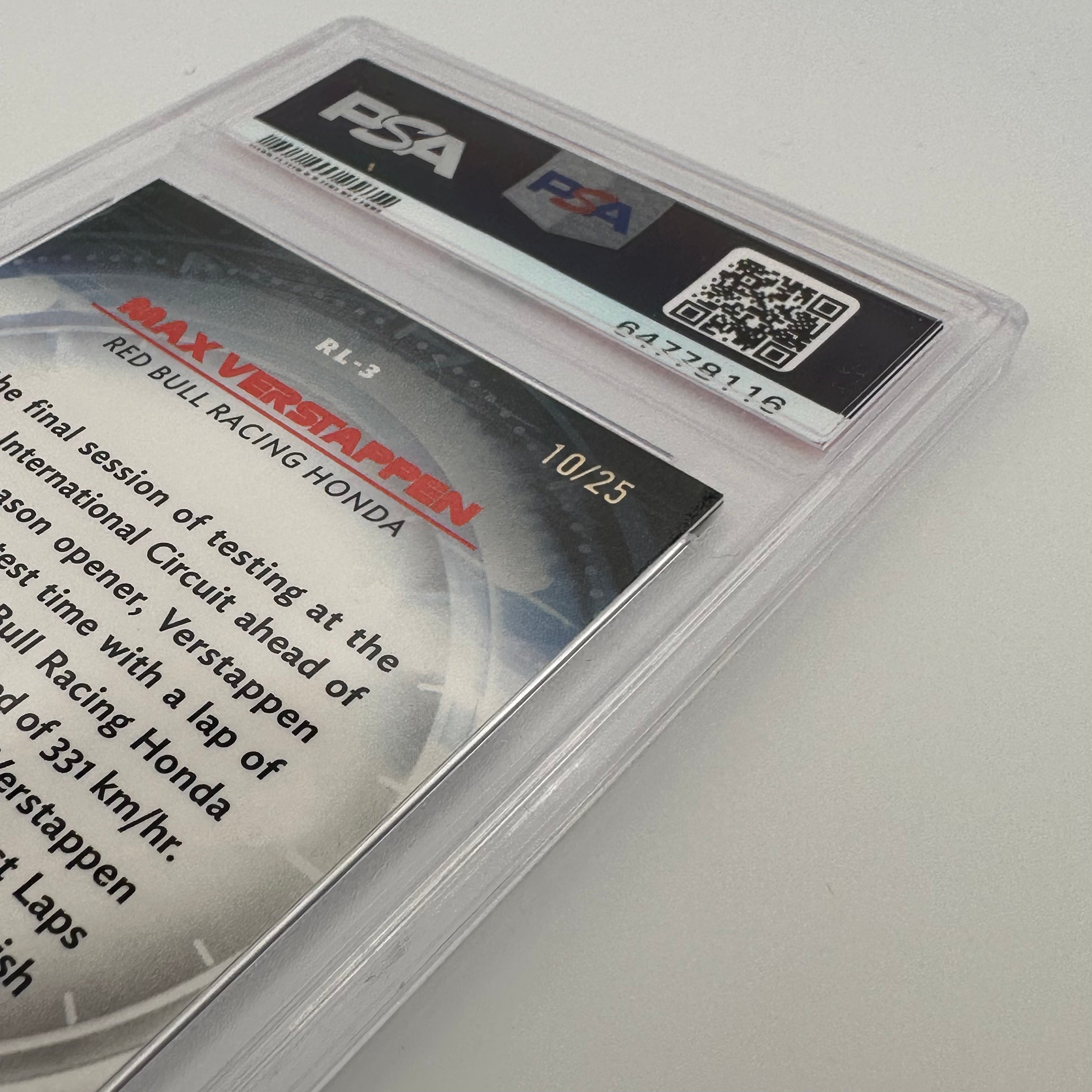 PSA 9 Graded MAX VERSTAPPEN #RL3 REDLINERS ORANGE REFRACTOR 10/25 - Rare Trading Card for Collectors & Sports Fans - Perfect for Display, Investment & Memorabilia Collections