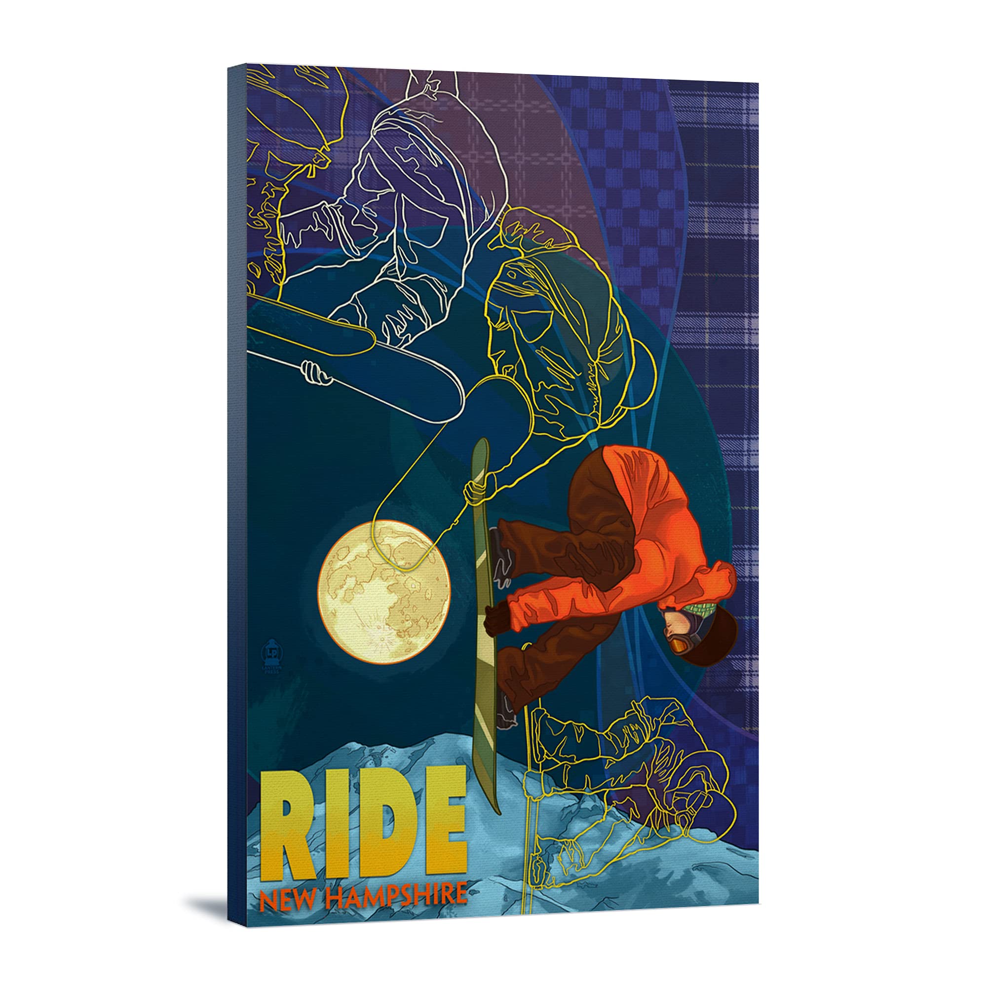Lantern Press New Hampshire Timelapse Snowboarder Art - 16x24 Wrapped Canvas Wall Decor for Living Room, Bedroom & Office - Winter Sports Themed Home Artwork