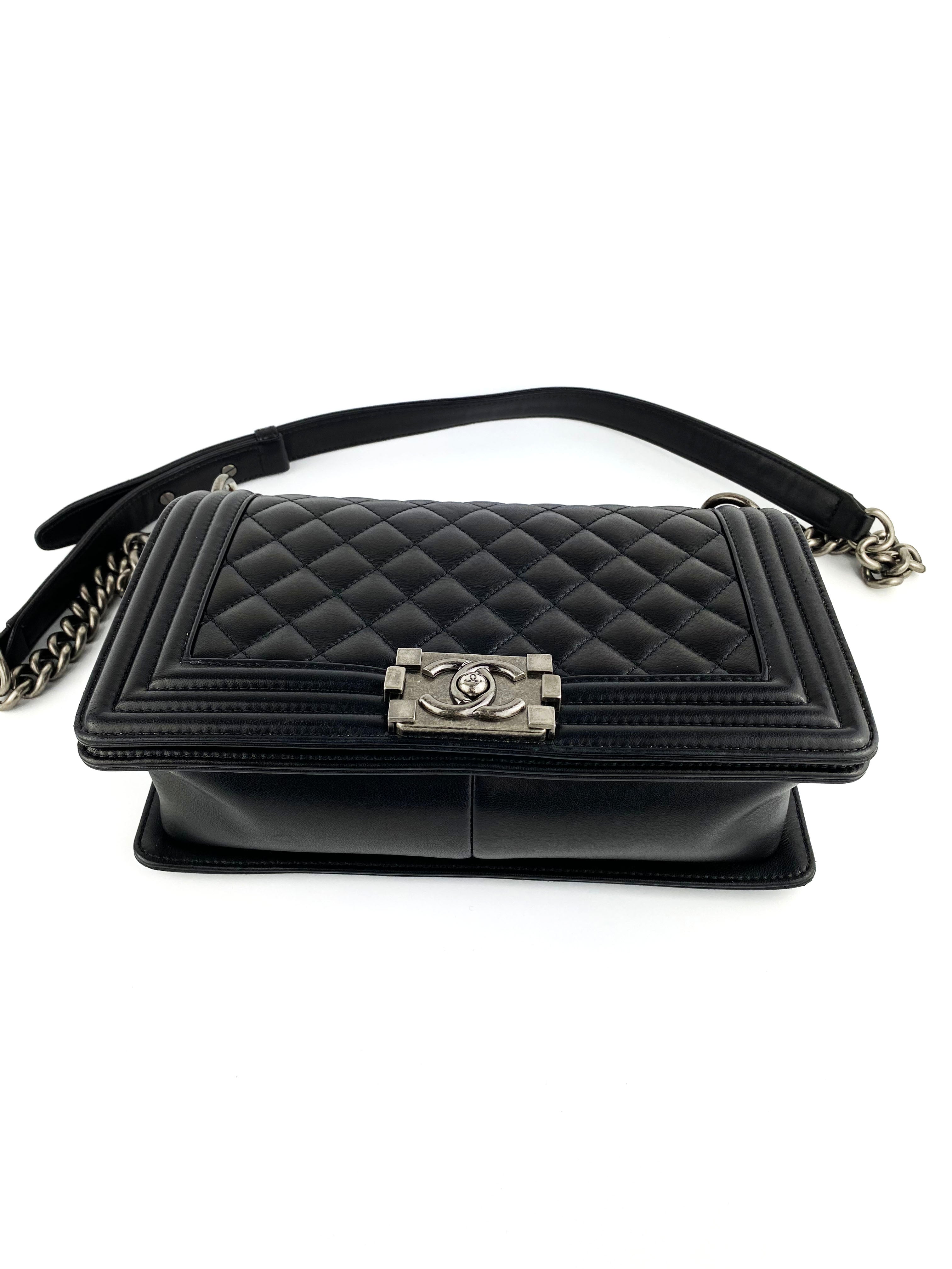 Chanel Boy Lambskin Leather Handbag Black - Luxury Designer Crossbody Bag for Women | Perfect for Evening Events, Parties & Special Occasions