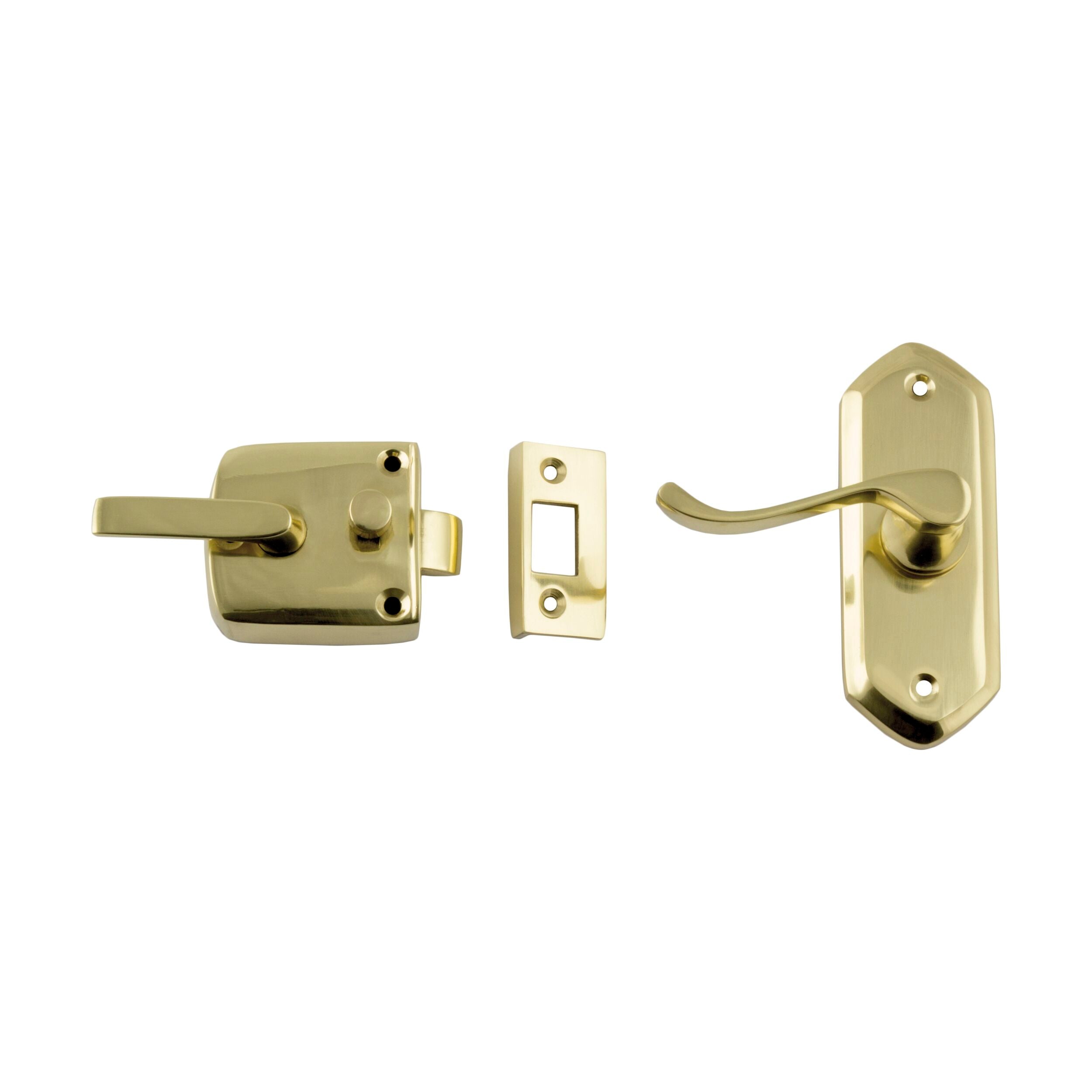 1194 Left Hand External Screen Door Latch - Polished Brass (H98xW36mm P40mm) - Perfect for Front Doors, Patio Screens & Storm Doors
