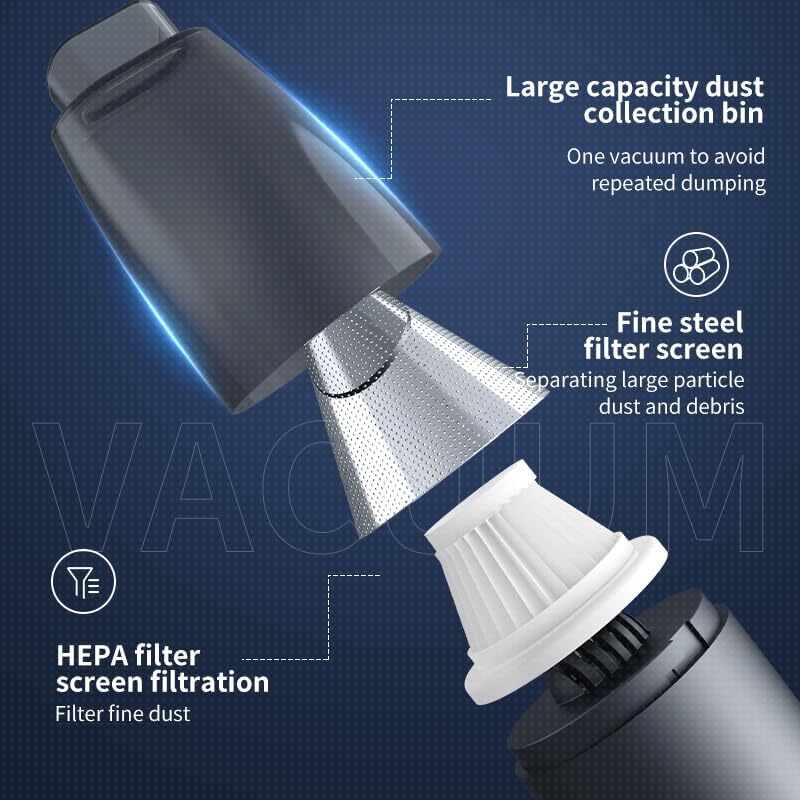 PATO Cordless Handheld Vacuum Cleaner - Powerful Suction Mini Car Vacuum, Portable Dust Buster for Home, Car & Pet Hair Cleaning - Black | Ideal for Car Seats, Sofas & Hard-to-Reach Corners