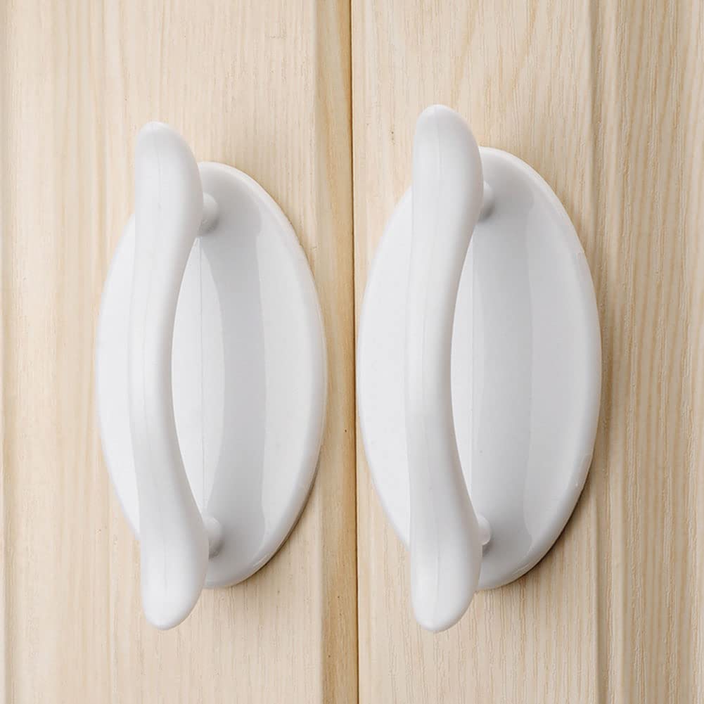 8 Pack Self-Adhesive Cabinet Knobs - No Drill, No Damage Furniture Handles for Drawers, Dressers, Bathroom & Kitchen Cabinets - Easy Install White Pulls (Perfect for Renters & DIY Home Decor)