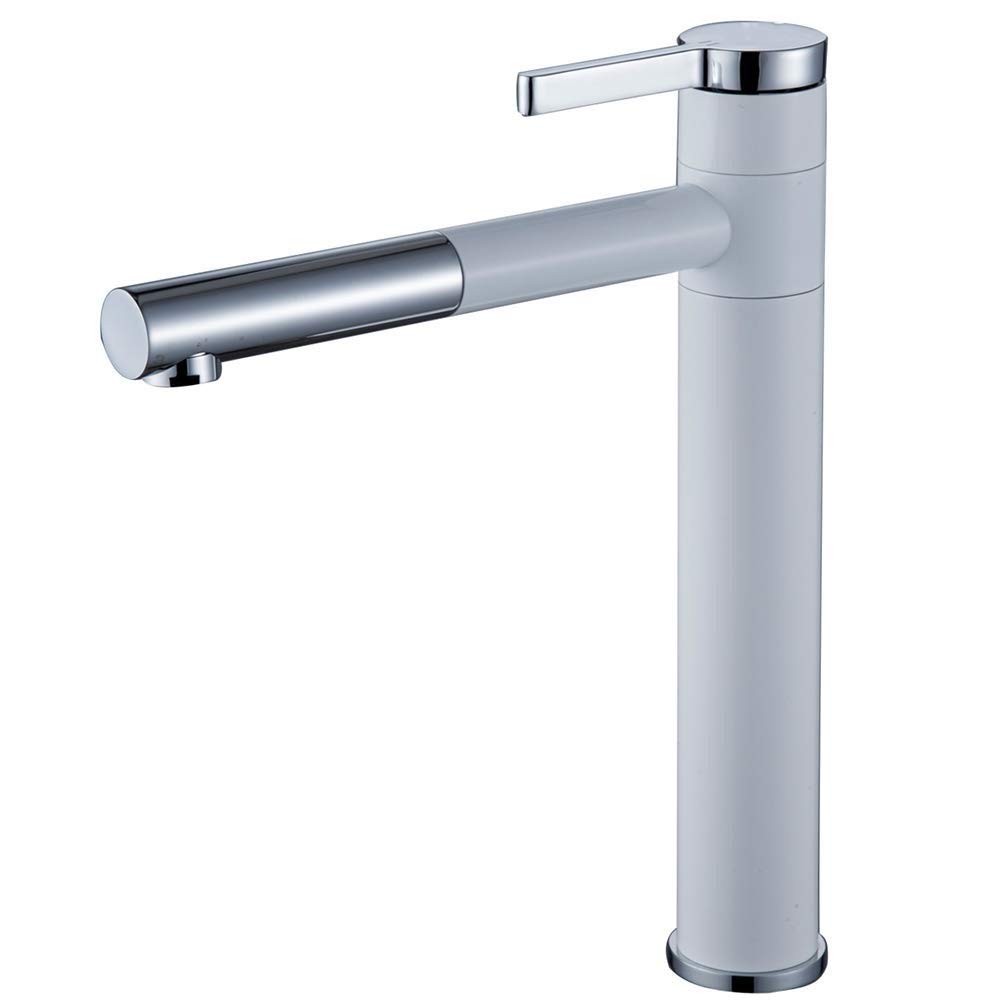 360° Rotatable Single Lever Bathroom Sink Faucet - Elegant White European Design Countertop Basin Mixer Tap for Bathroom & Kitchen (H:30cm) - Perfect for Modern Homes, Apartments, and Renovation Projects