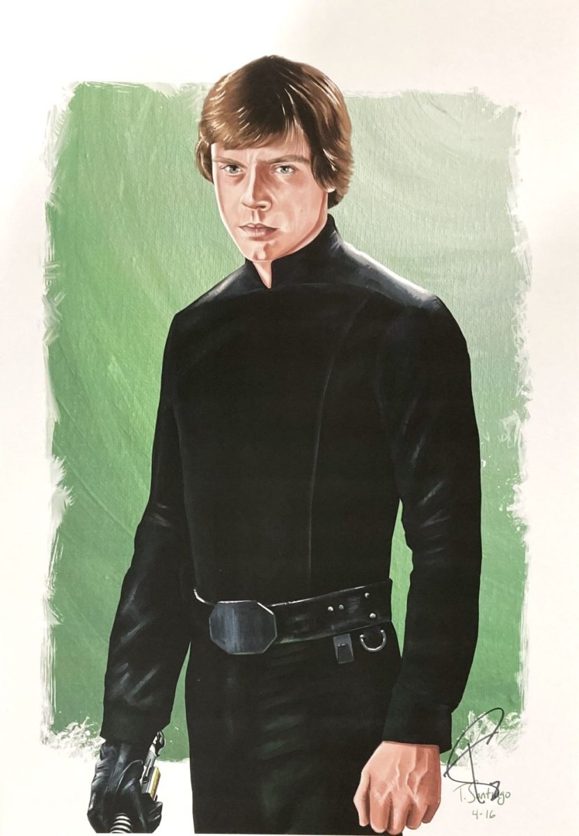 Authentic Luke Skywalker 13x19 Star Wars Lithograph Signed by Tony Santiago - Perfect for Movie Memorabilia Collectors & Home Theater Decor