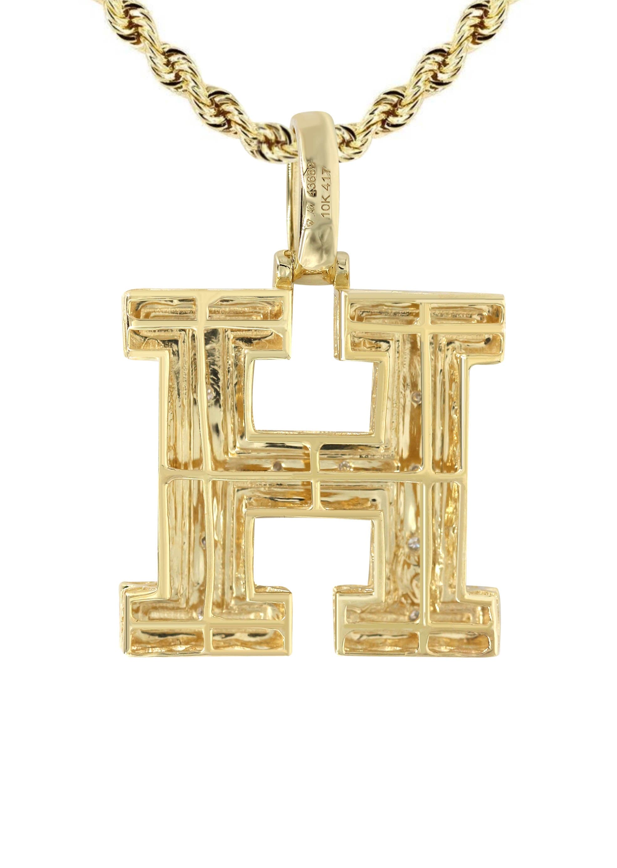 10K Yellow Gold Diamond Letter H Pendant Necklace for Women - 14.8g Elegant Initial Jewelry Gift for Birthday, Anniversary & Valentine's Day