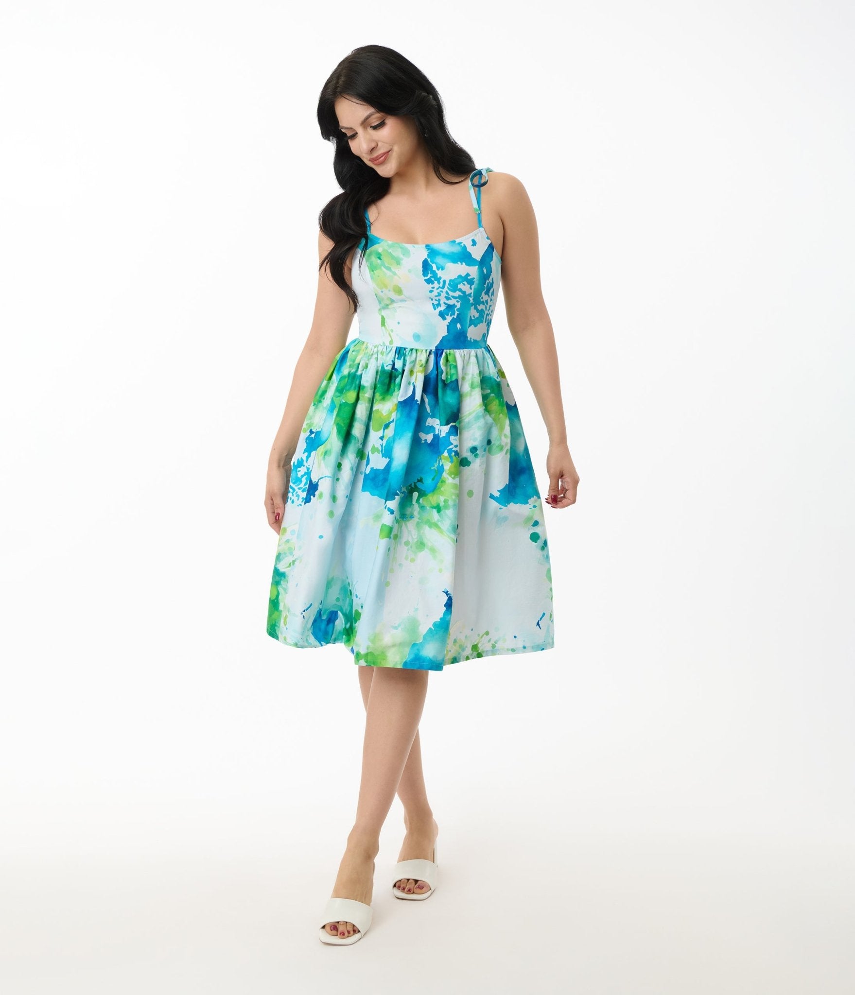 Vintage Earth Map Print Cotton Swing Dress - Retro Bobbie Dress with Unique World Map Design - Perfect for Casual Outings, Travel, and Themed Parties
