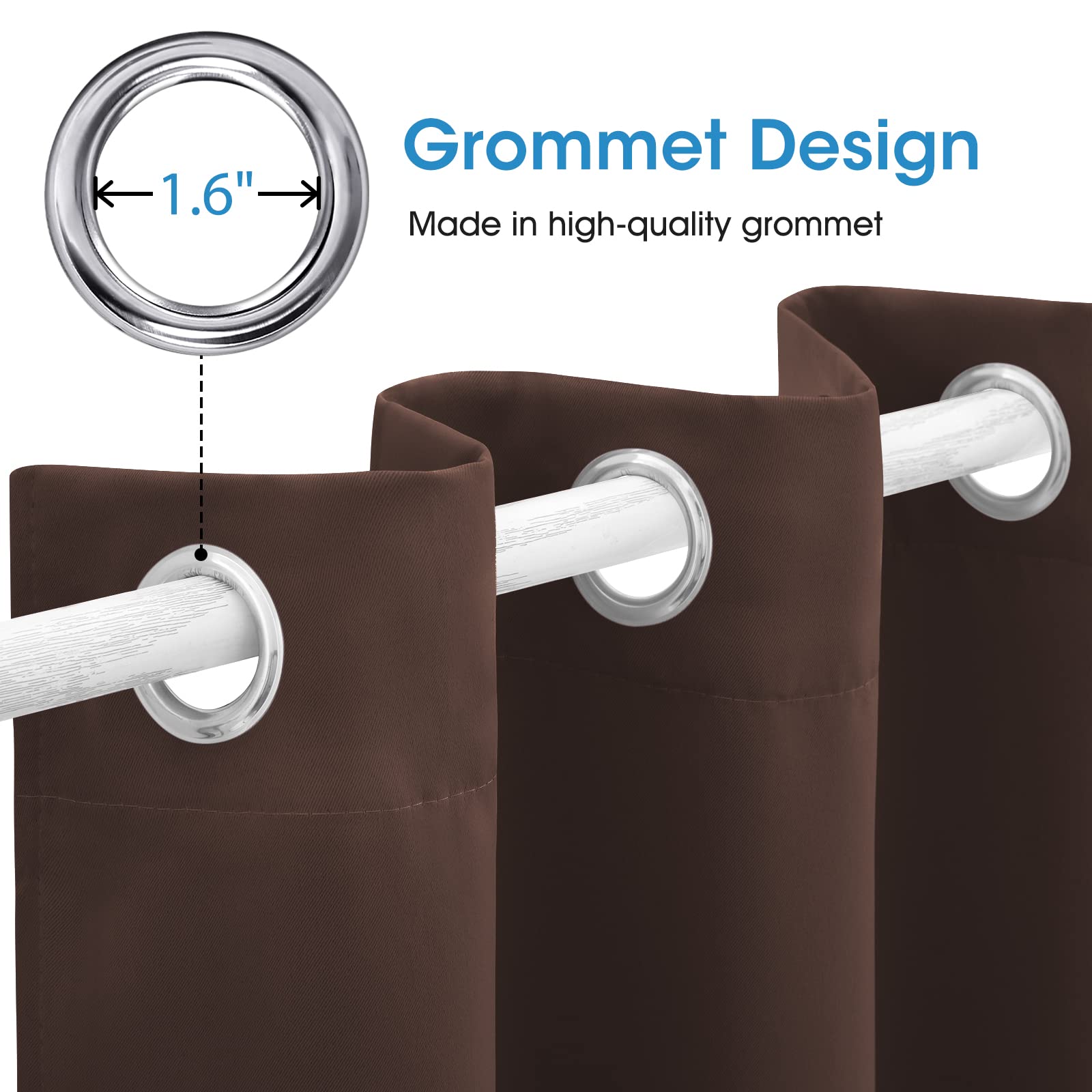 Blackout Curtains for Bedroom - 52x96 Inch Long 2 Panels Set, Chocolate Brown Room Darkening Drapes with Thermal Insulation & Noise Reduction, Grommet Window Curtains for Living Room & Bedroom - Perfect for Light Sleepers, Home Theater & Energy Efficiency