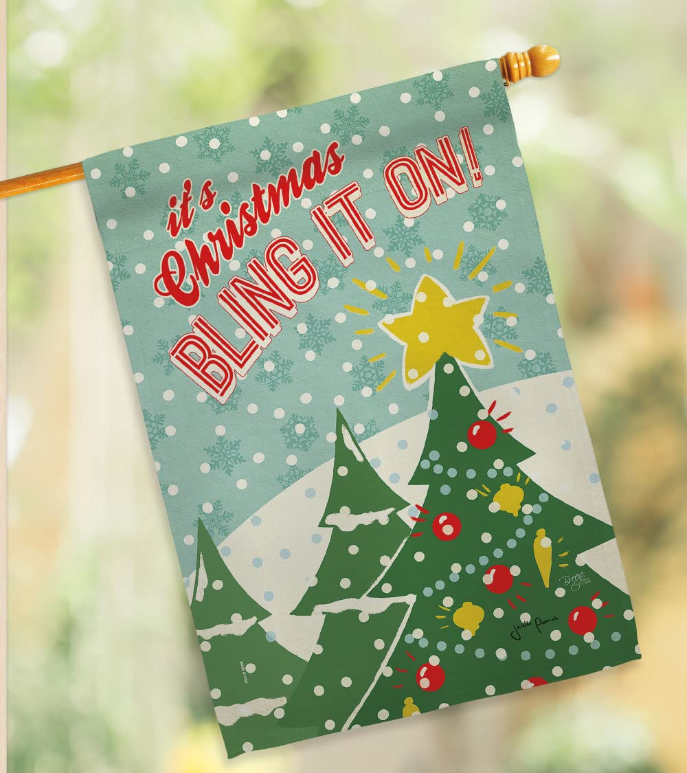 Bling It On Winter Christmas Flag Set 28x40