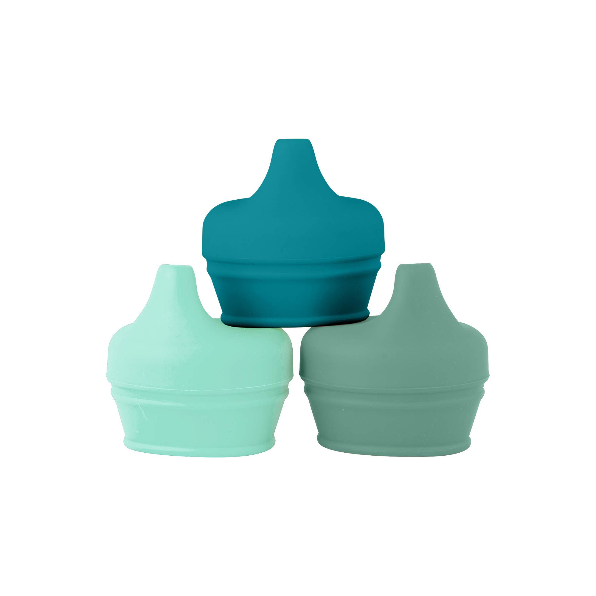 Boon Snug Silicone Sippy Cup Lids - Convert Any Kids or Toddler Cups into Soft Spout Sippy Cups - Leak-Proof Toddler Feeding Supplies & Travel Essentials - BPA-Free, Dishwasher Safe - Green (3-Pack) - Perfect for Daycare, Road Trips & On-the-Go Families
