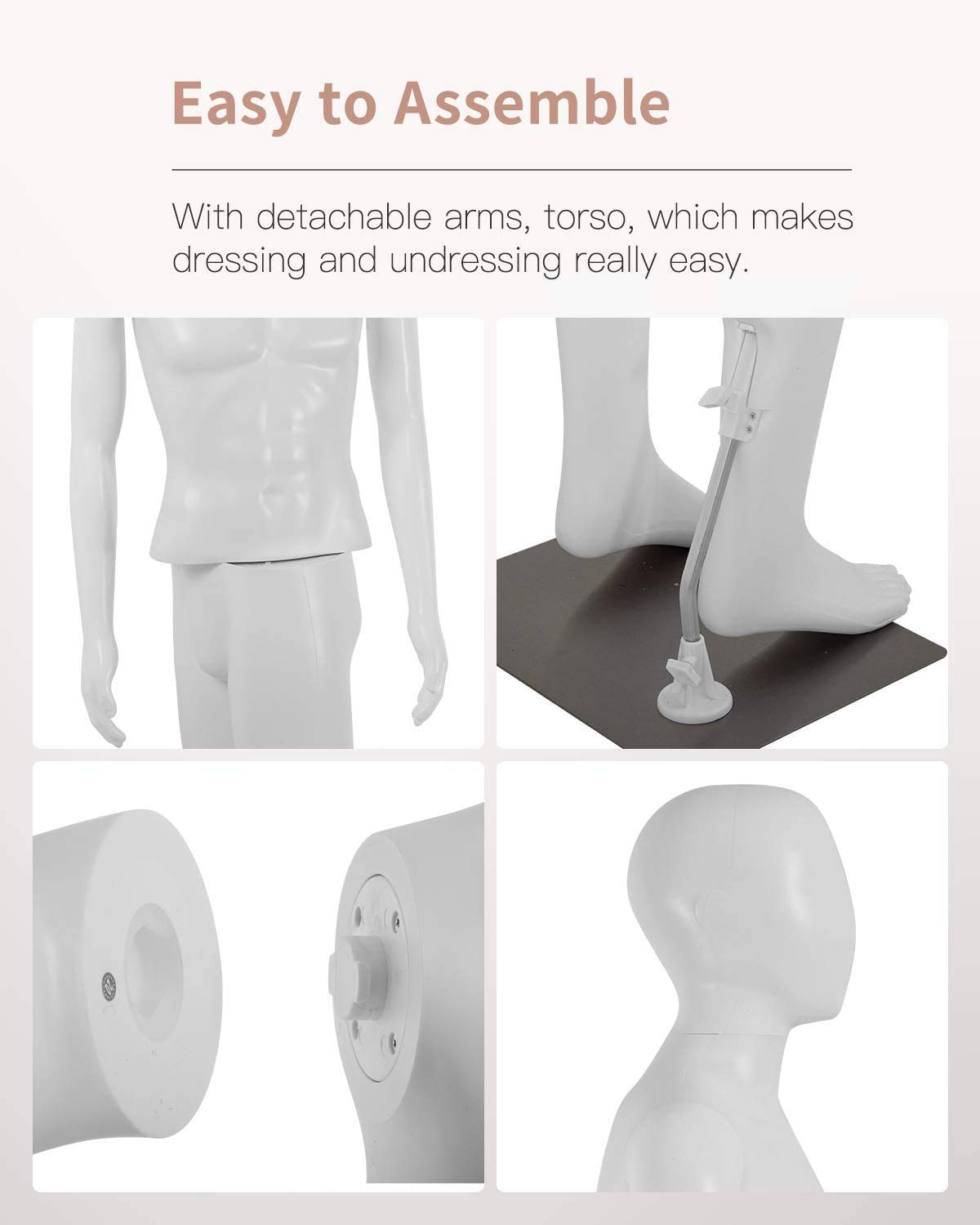 6FT Realistic Male Mannequin with Metal Stand - Full Body Dress Form for Sewing & Display (73 Inch) | Perfect for Tailoring, Fashion Design, and Retail Store Displays