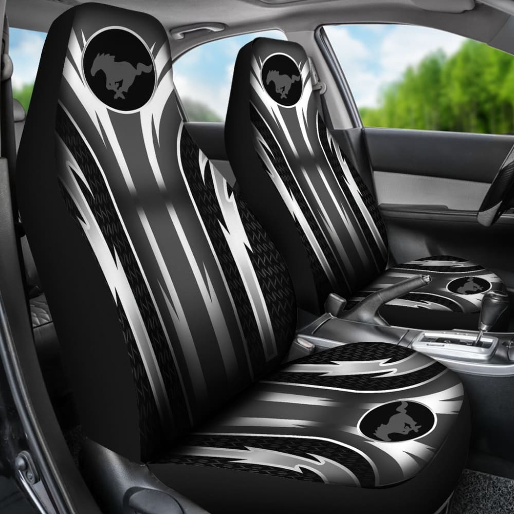Premium 2-Piece Front Mustang Seat Covers in Grey (Fits 144627) - Durable Car Seat Protectors for Ford Mustang | Perfect for Daily Commuting, Road Trips & Car Shows