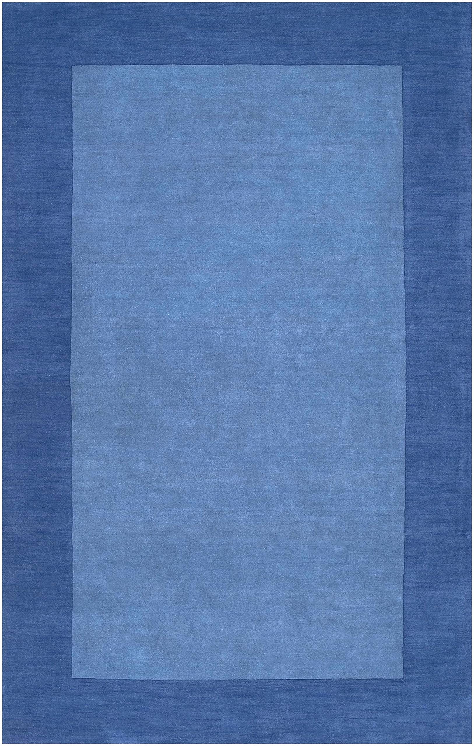 Premium Hauteloom Macedon Wool Area Rug for Living Room & Bedroom - Solid Blue with Border - 6' x 9' - Soft & Durable - Perfect for Cozy Home Decor, Family Gatherings and Relaxing Spaces