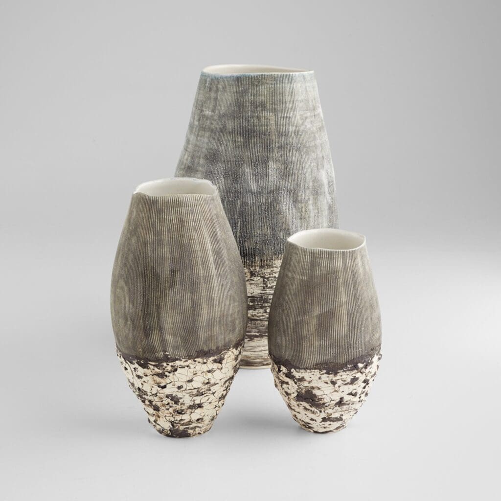 Cyan Design 11412 Calypso Vase - Medium Size Off White & Brown Ceramic Home Decor - Perfect for Living Room, Dining Table Centerpiece or Wedding Decorations