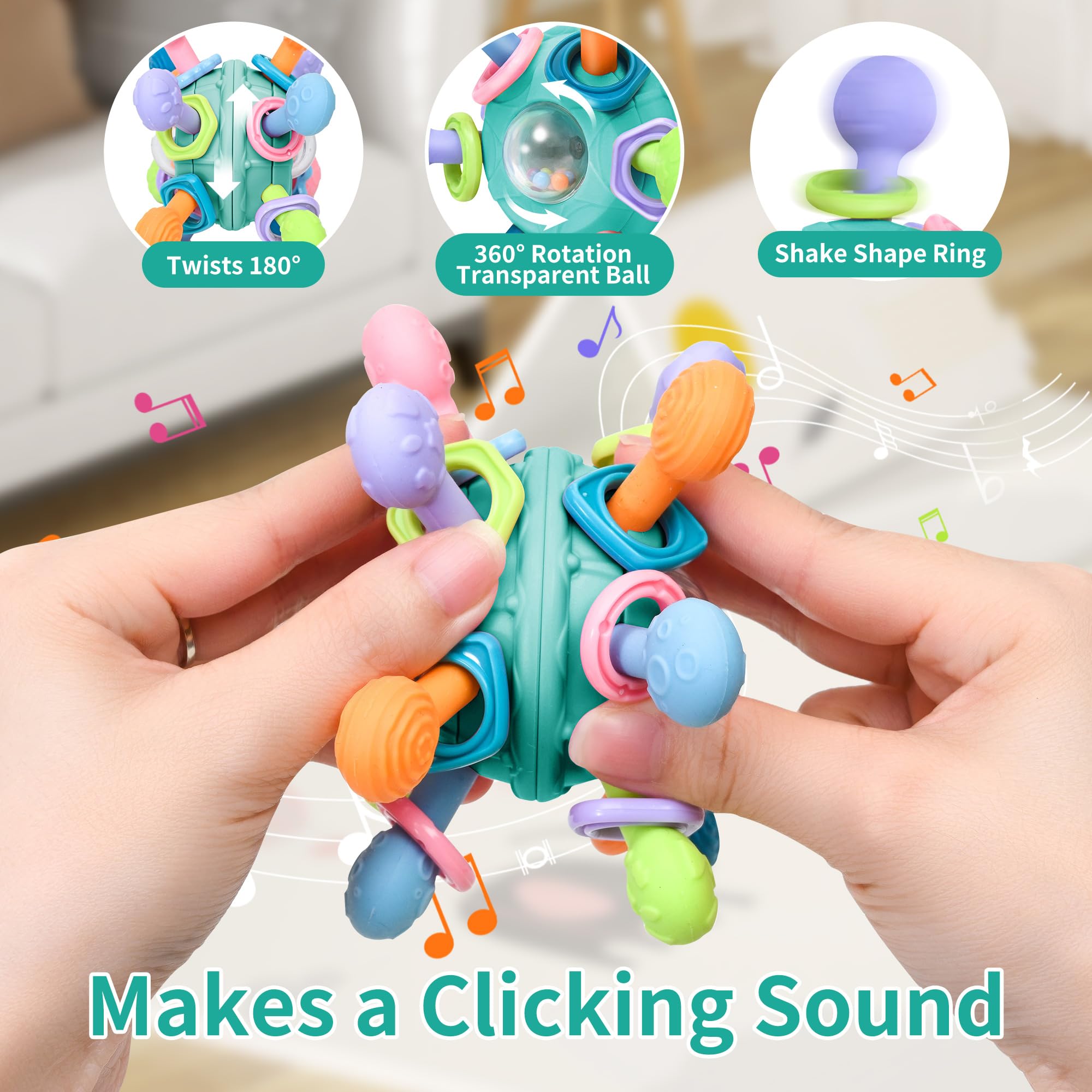 Montessori Baby Teething Toys for 0-12 Months - BPA Free Sensory Chew Toys for Infants & Toddlers (0-18 Months) - Developmental Learning Rattle Toys - Perfect Baby Shower Gift for Boys & Girls - Ideal for Soothing Gums, Sensory Play & Early Education