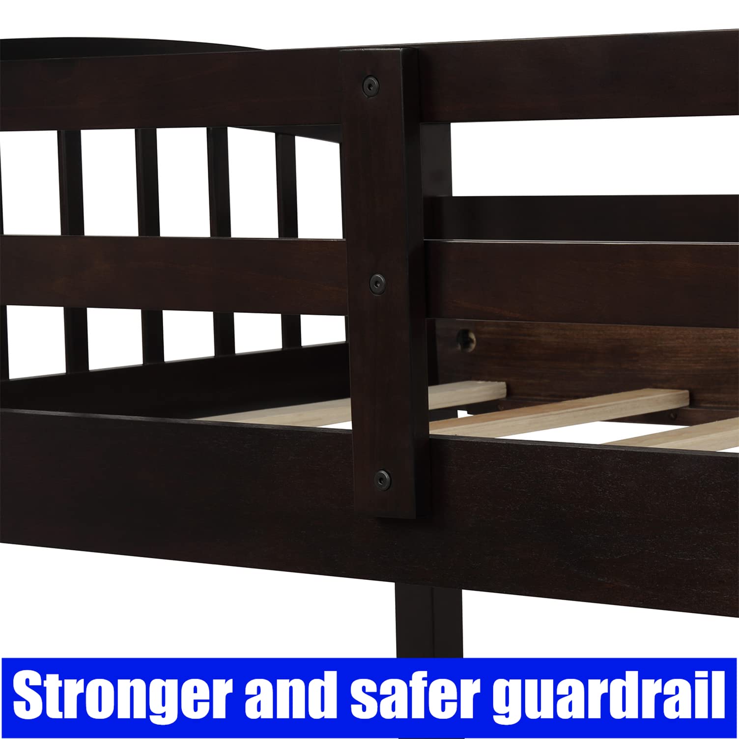 Solid Wood Twin Bunk Bed with Storage & Trundle - Heavy Duty for Kids & Adults (Espresso) - Perfect for Small Spaces & Guest Rooms