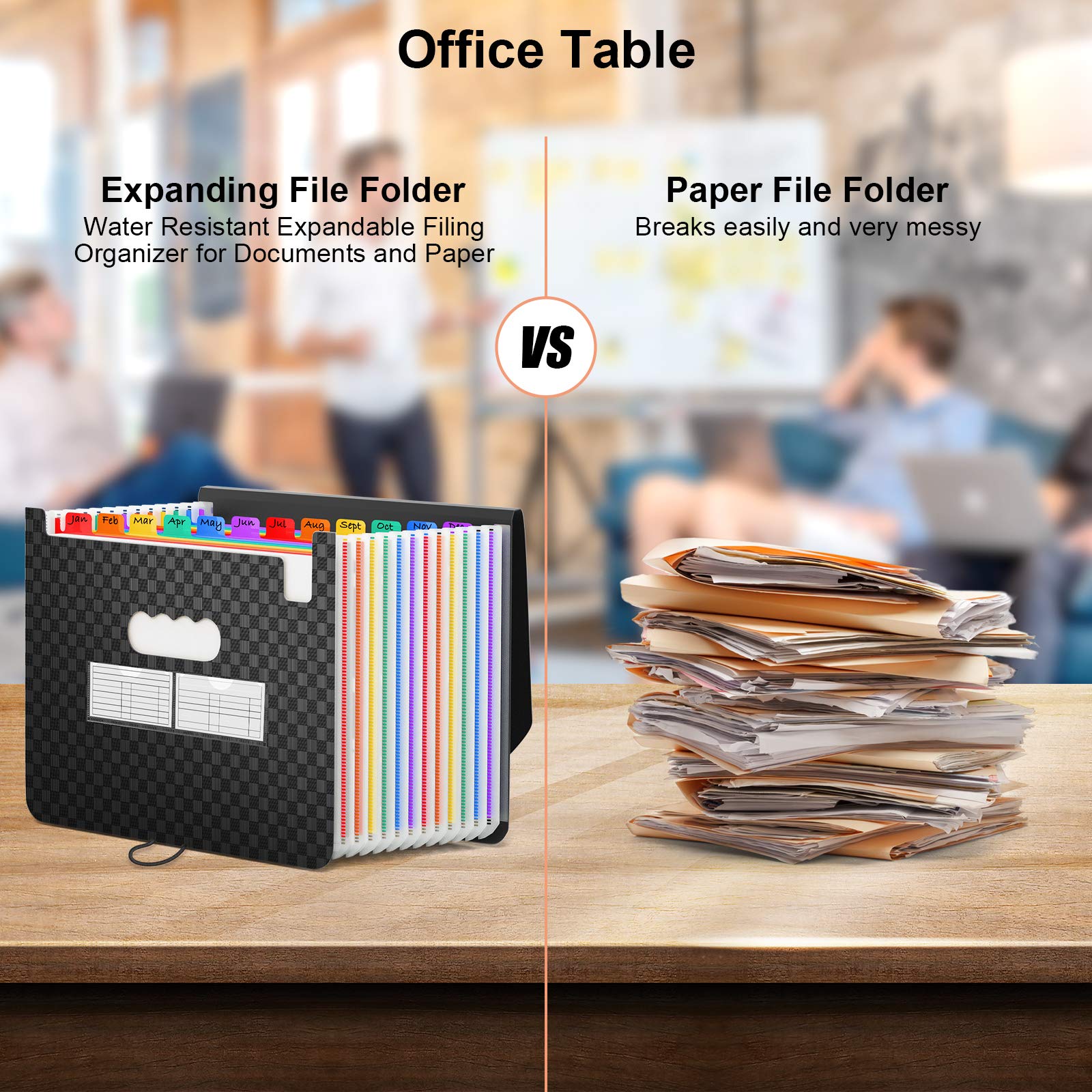 Moptrek Expanding File Folder - 13 Pockets Letter Size Accordion Organizer with A4 Magnetic Wireless Charger | Perfect for Office Documents, Bills, Receipts & Phone Charging at Home or Work