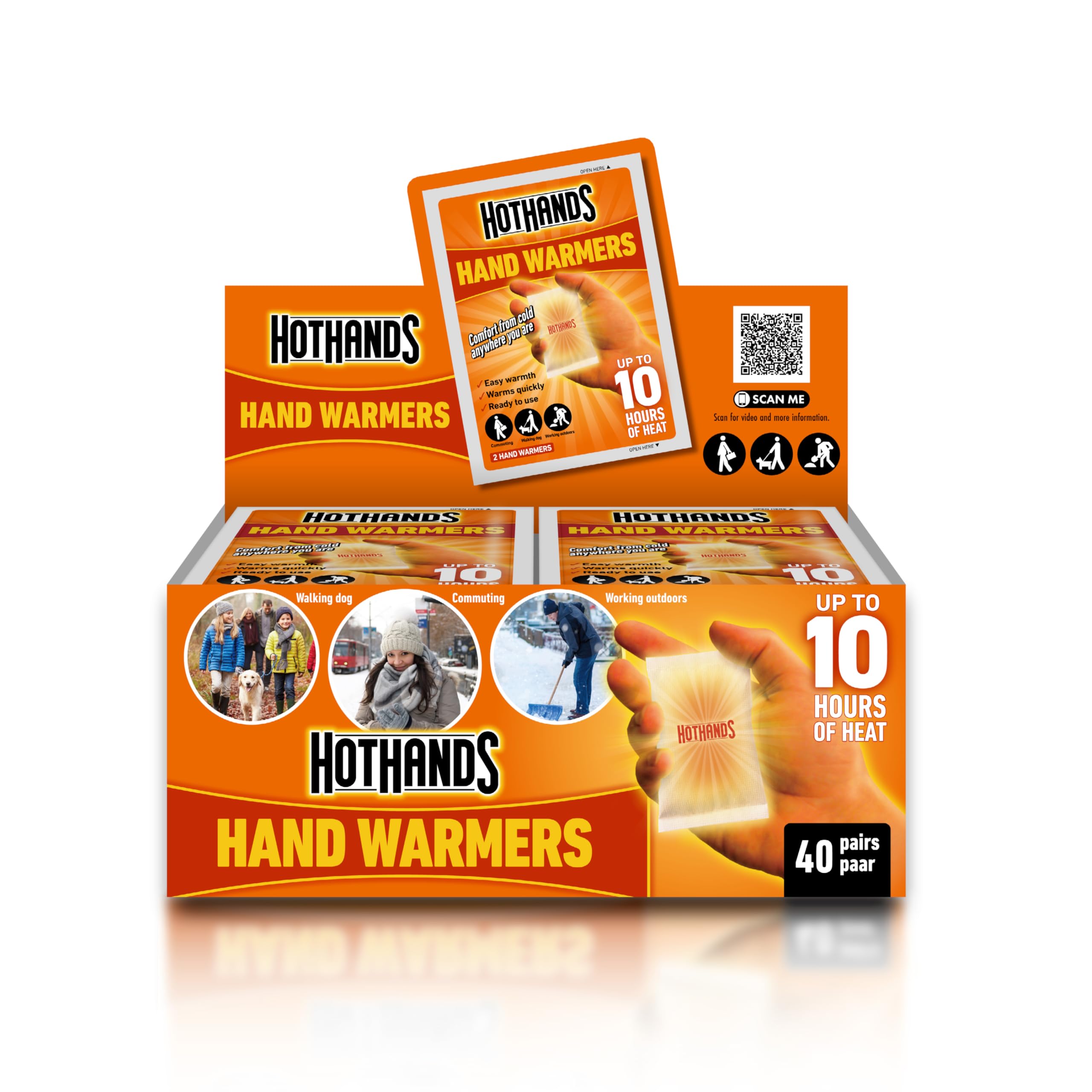 HotHands Hand Warmers - 40 Pairs (80 Count) - Long Lasting 10 Hours of Heat - Air Activated Warmers for Outdoor Activities, Hunting, Skiing & Winter Sports - Ready to Use Hand Warmers (Model 8368342)