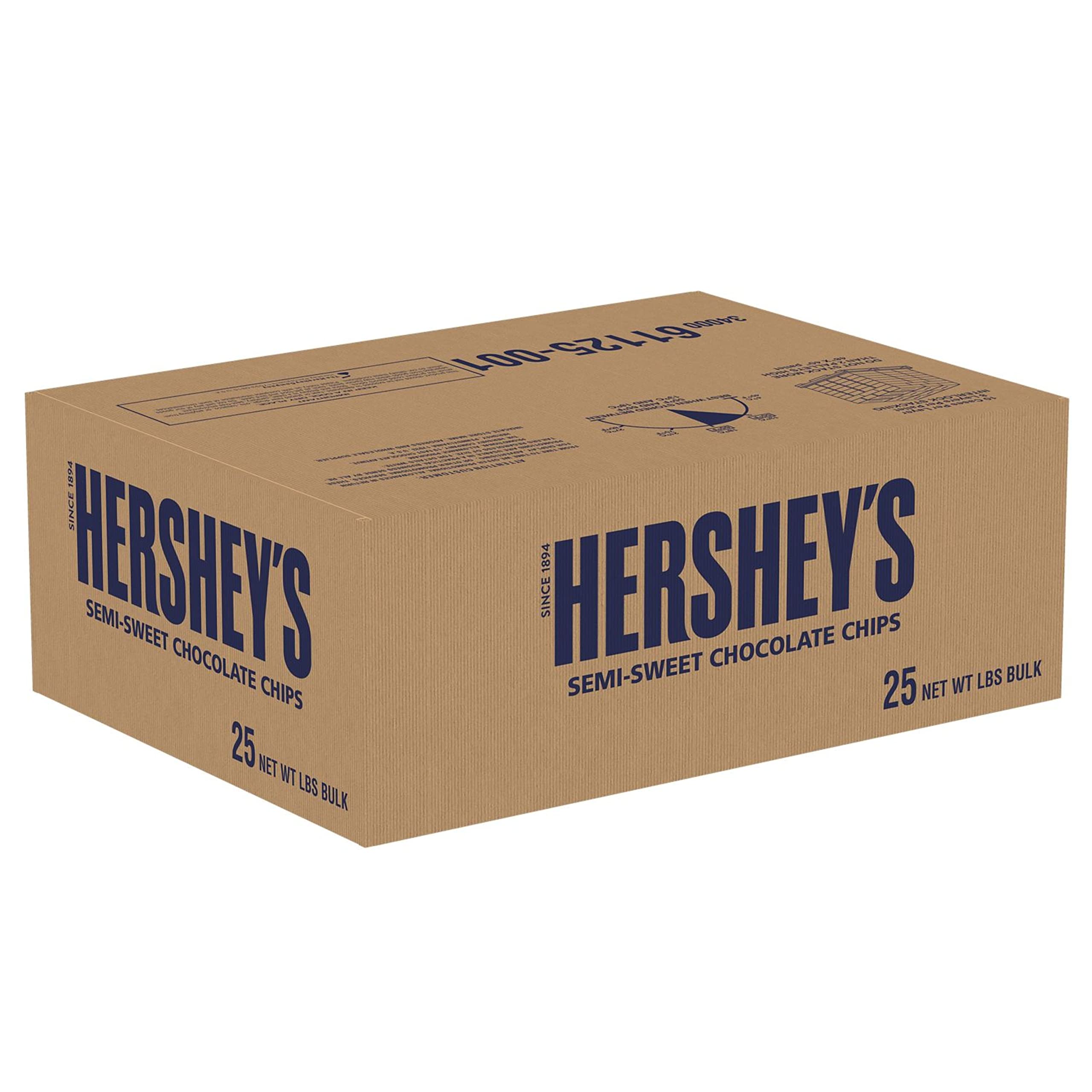 HERSHEY'S Semi Sweet Chocolate Baking Chips - 25 lb Bulk Case | Gluten Free, No Preservatives | Perfect for Cookies, Cakes & Desserts | Commercial & Home Baking