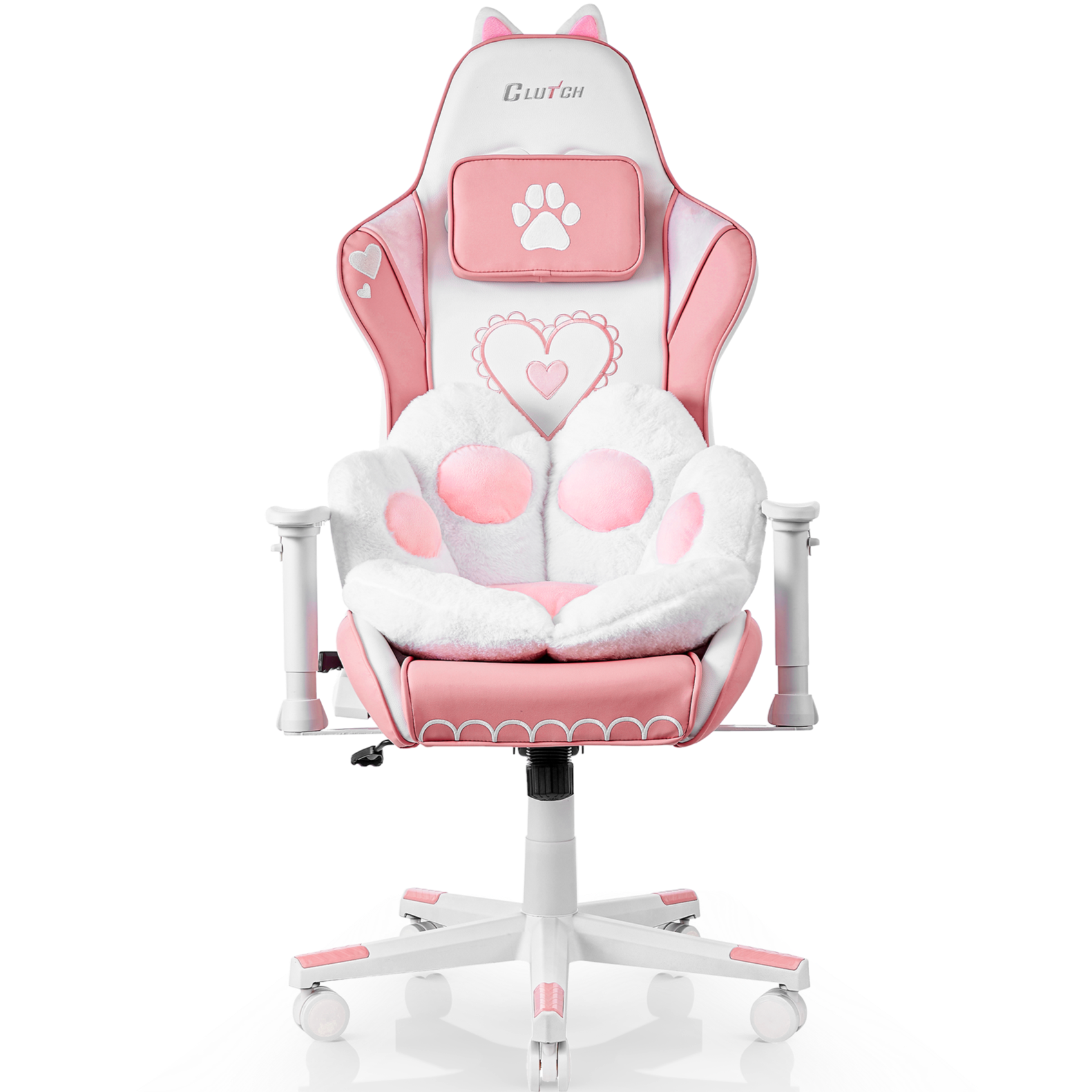 Kawaii Cat Girl Gaming Chair - Cute Anime Chair for Girls, Pink Cat Ear Chair with Lumbar Support - Perfect for Gaming, Streaming, and Home Office