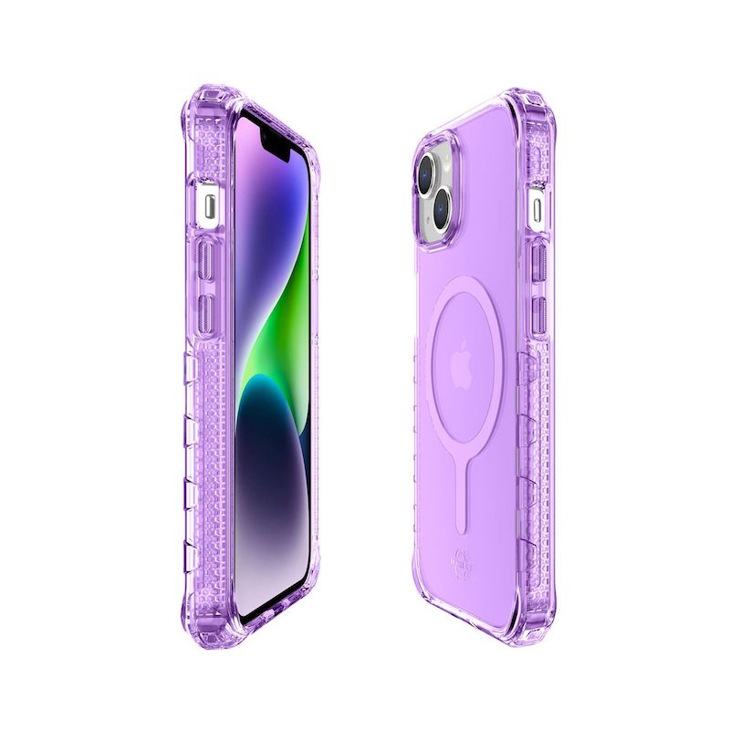 Premium ITSKINS SUPREME MAGCLEAR Case for iPhone 13/14 - Purple | Magnetic Phone Cover with Military-Grade Protection | Perfect for Work, Travel & Everyday Use